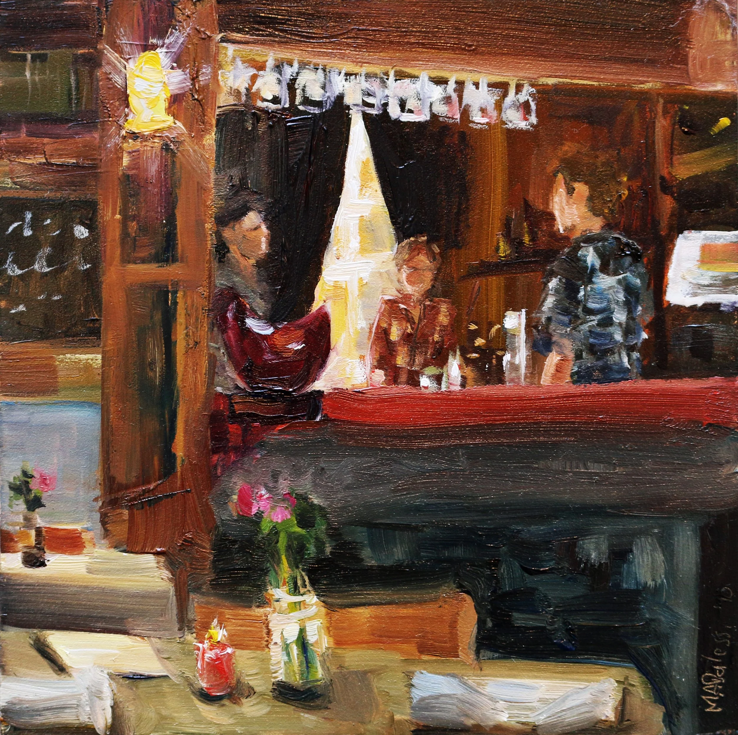 "In Roost", 15x15 cm, oil on panel