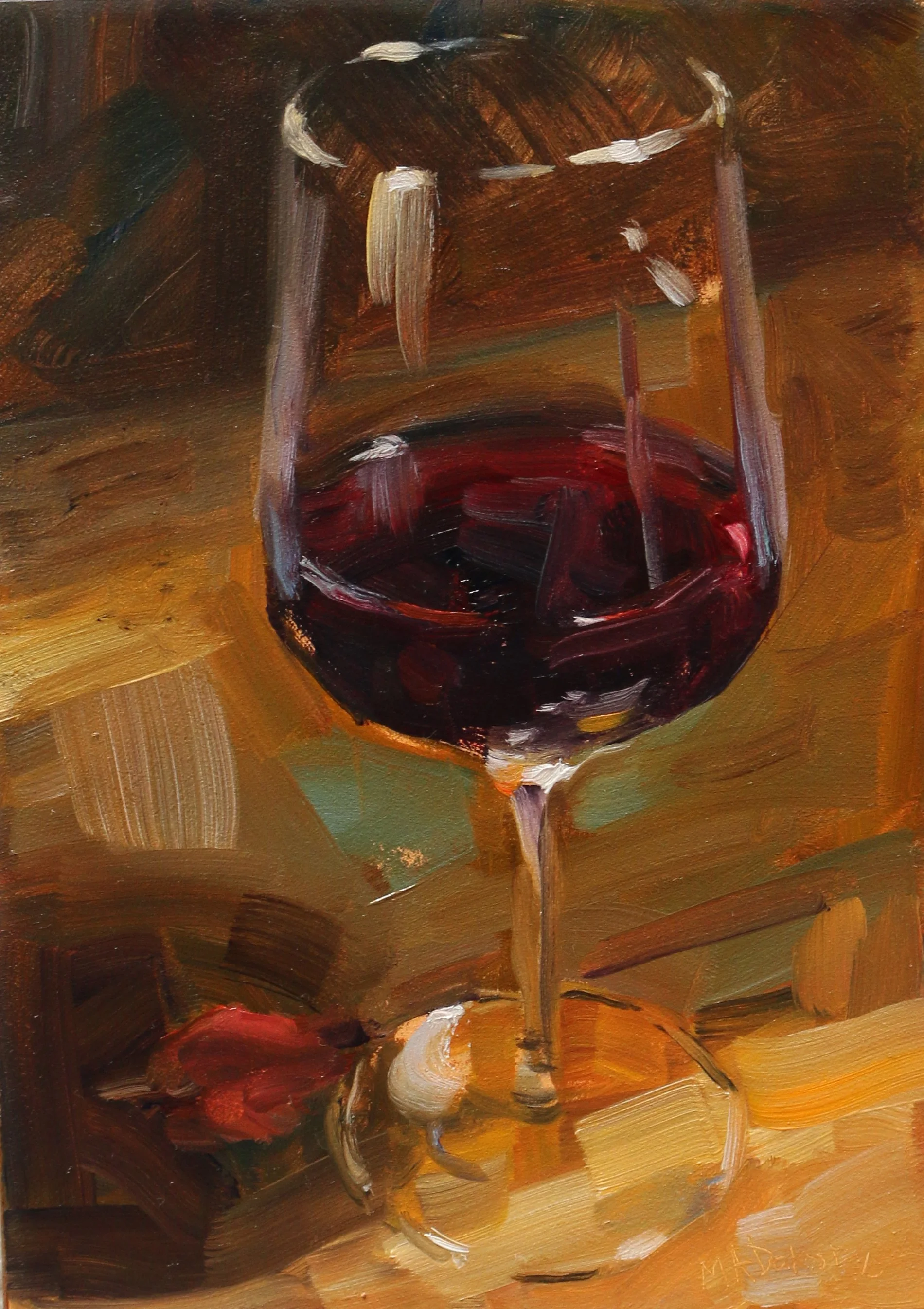 "Time for a wine", 15x15 cm, oil on panel