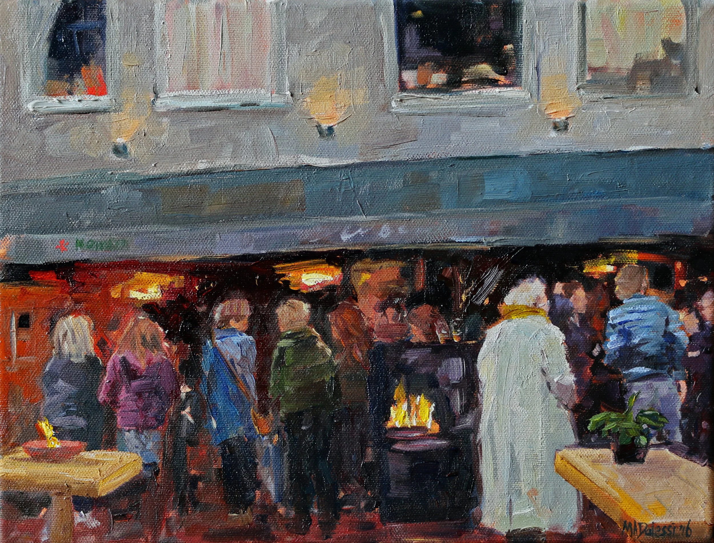 "Outside drinks", 24x30, oil on canvas