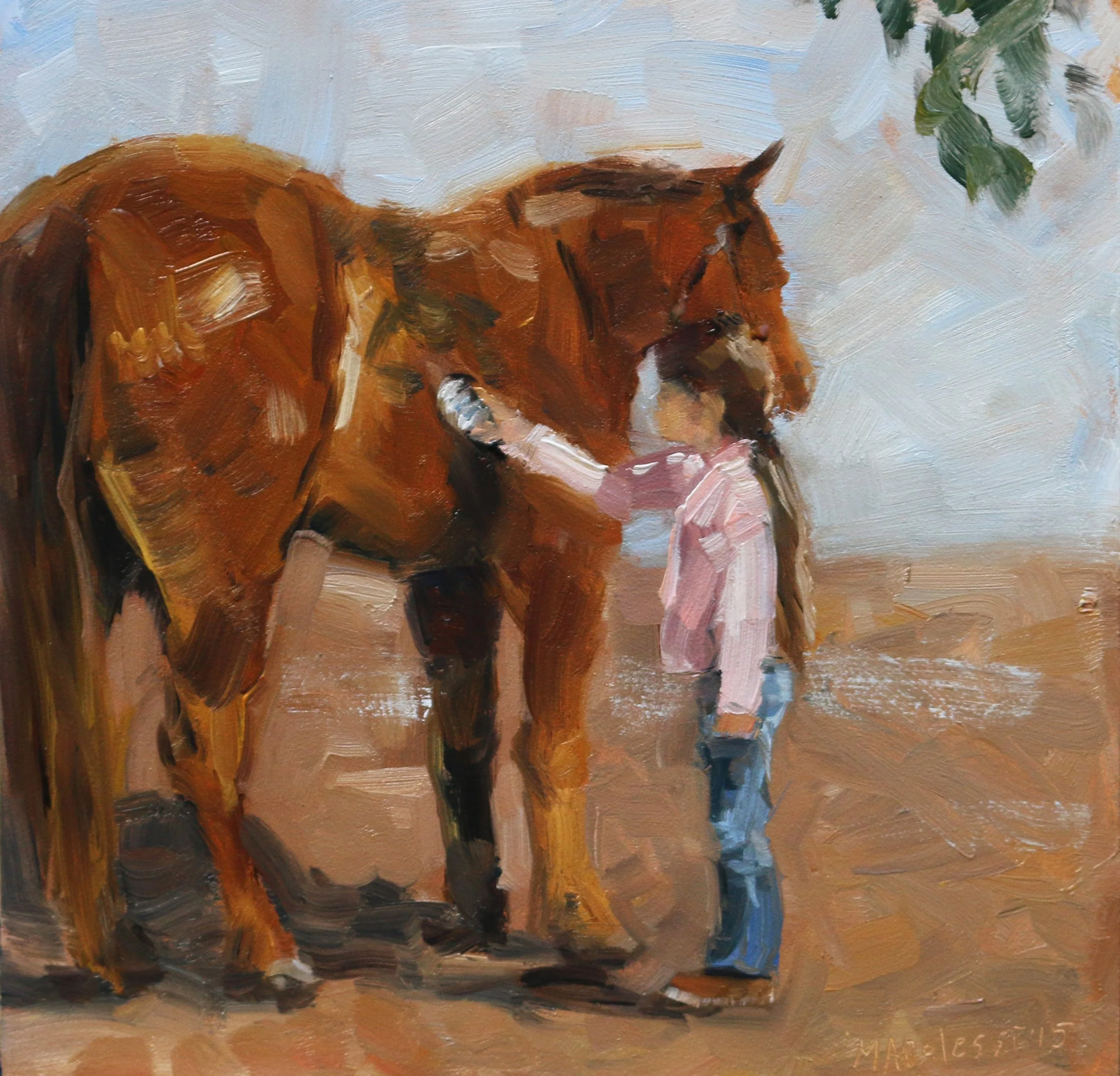 "Getting the dust out", 15x15 cm, oil on panel