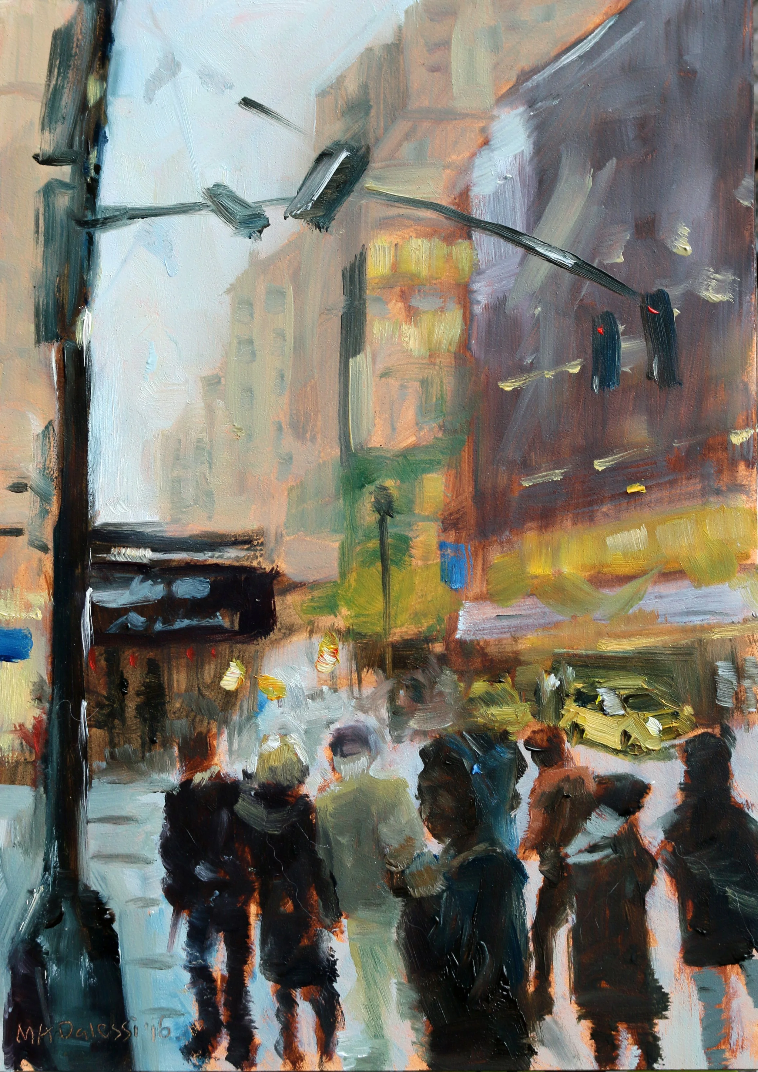 "Grey weather in New York", 13x18 cm, oil on panel