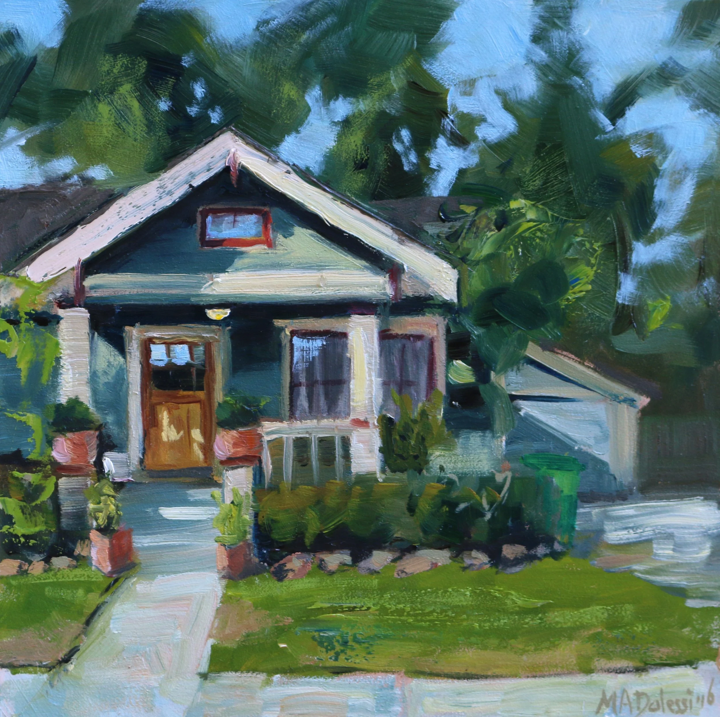 "Texas house in the Heights", 15x15 cm, oil on panel