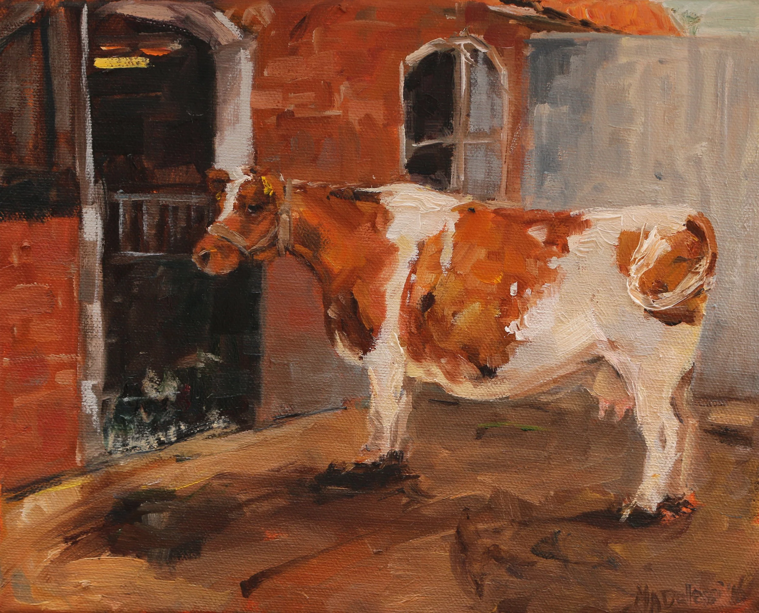 "Cow at the petting zoo", 24x30 cm, oil on canvas