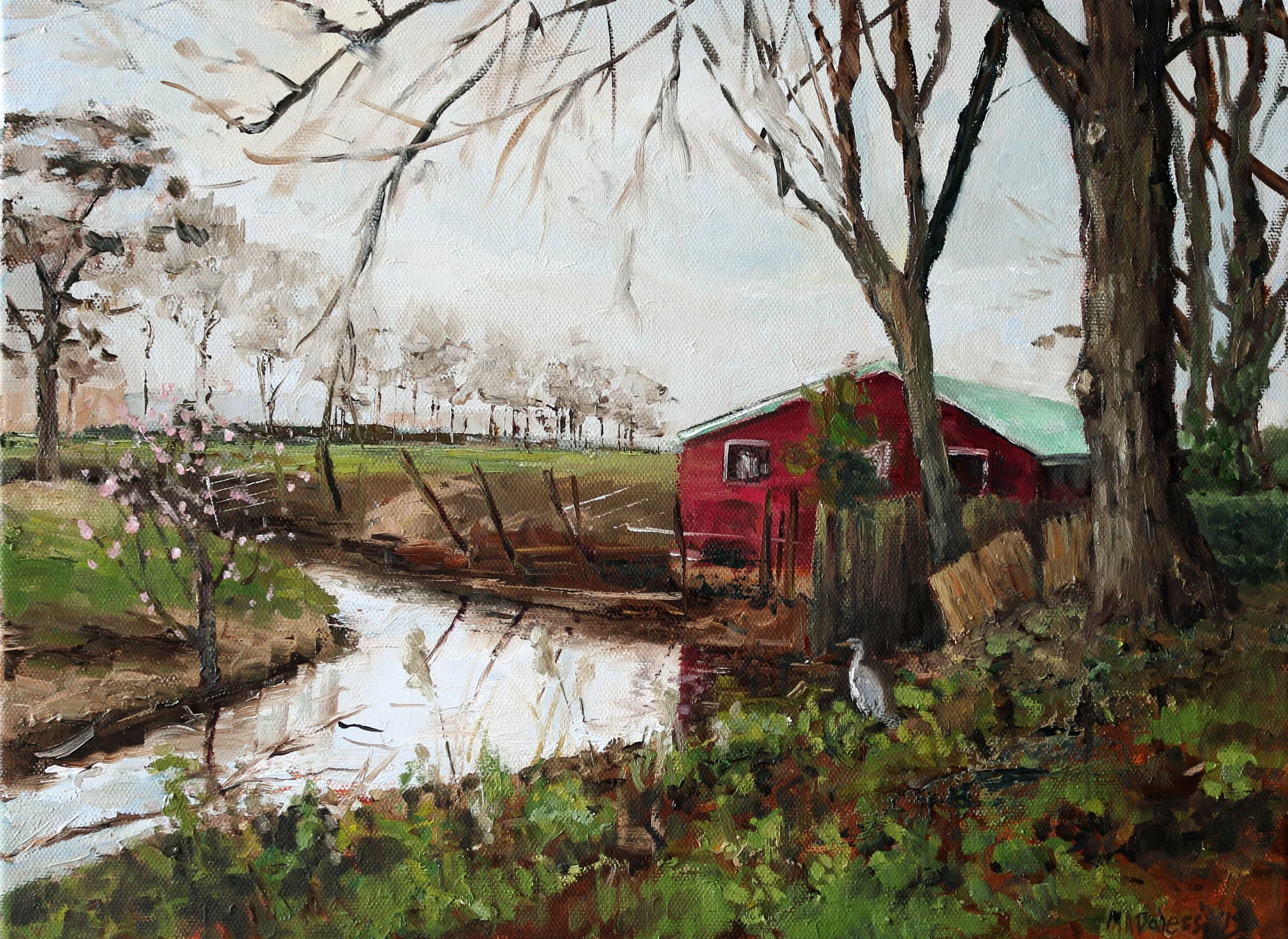 "Red barn", 30x40 cm, oil on canvas