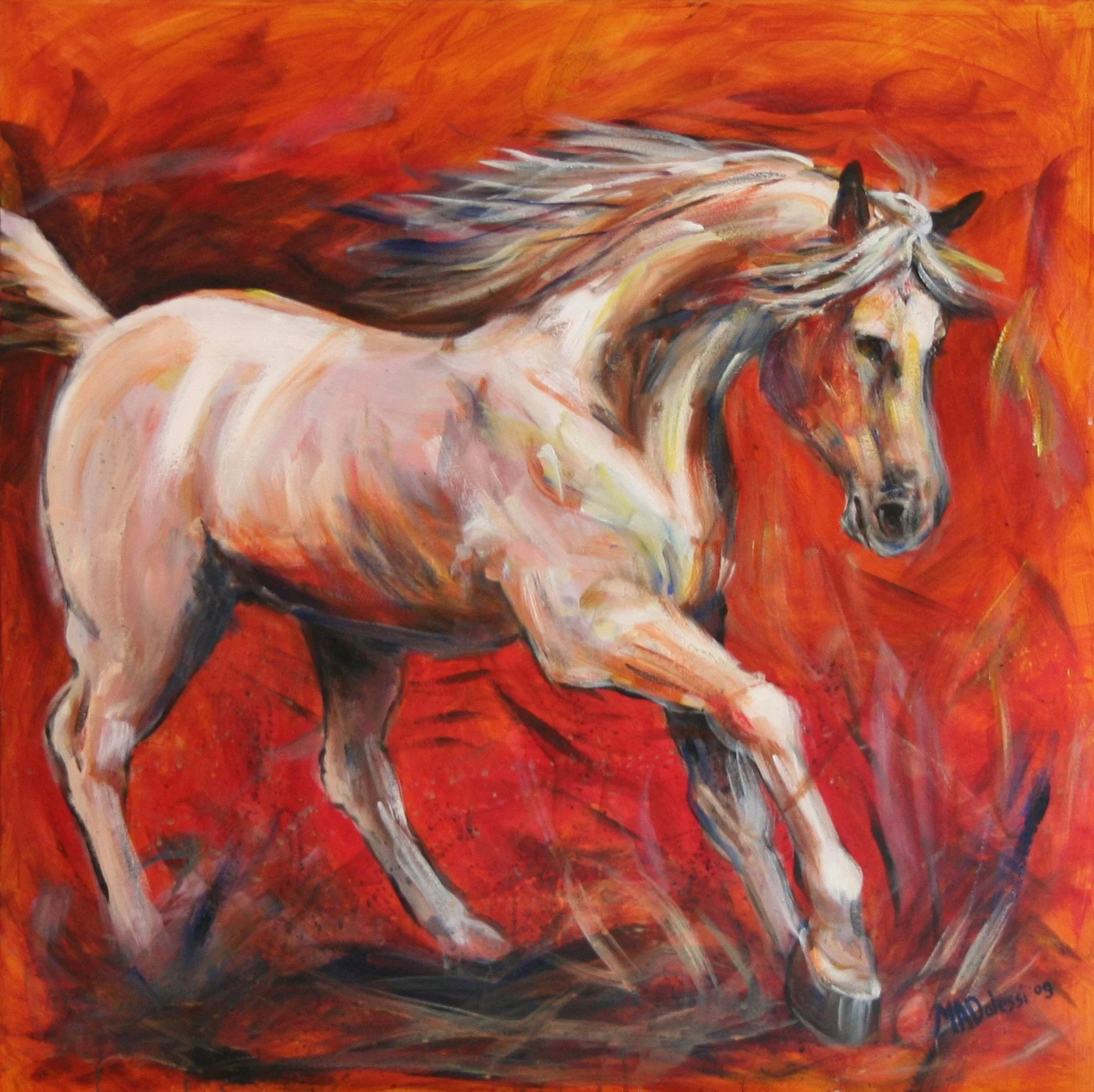 "Run", 120x120 cm, acrylic on canvas