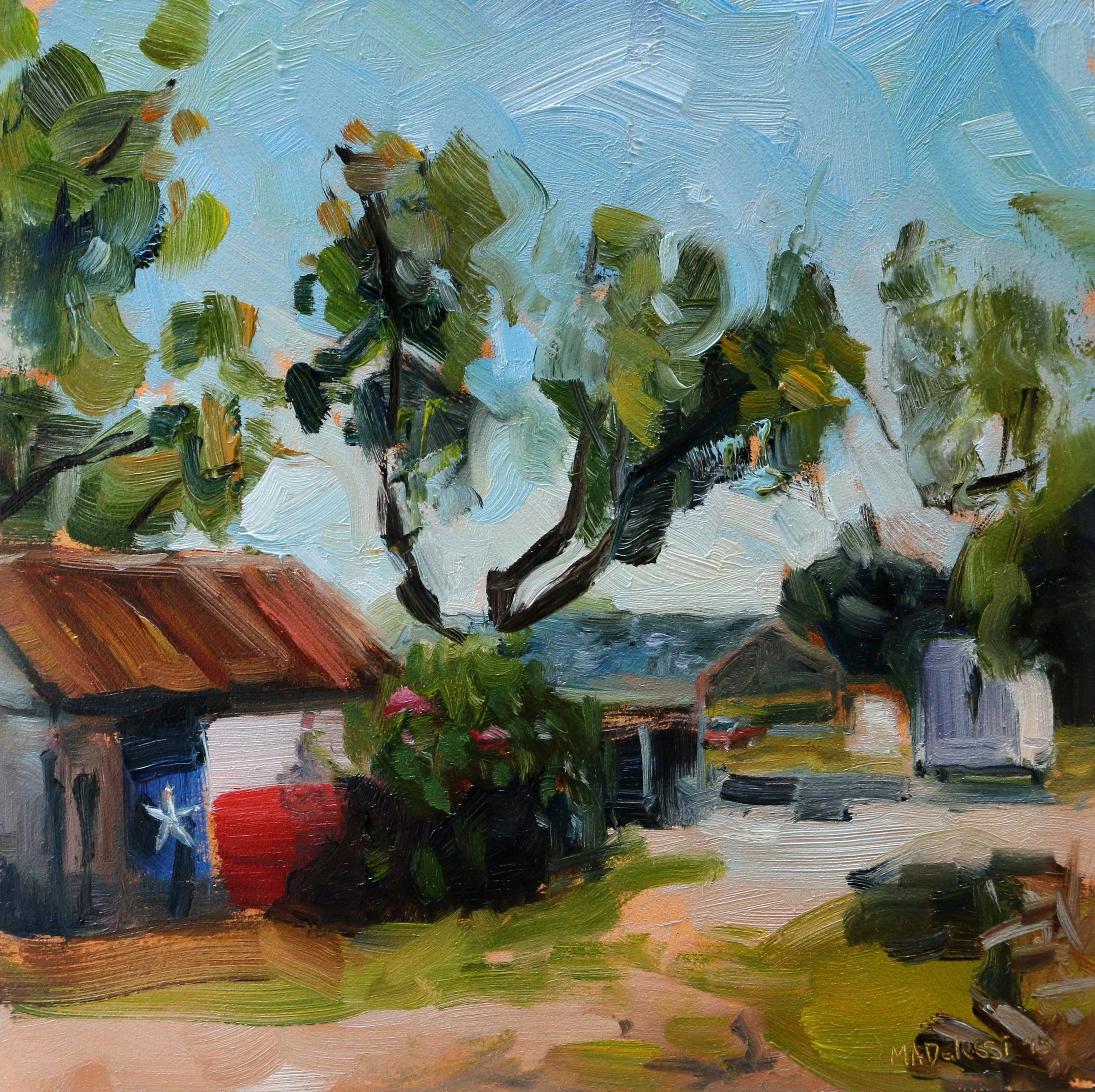 "Along the road", 15x15 cm, oil on panel