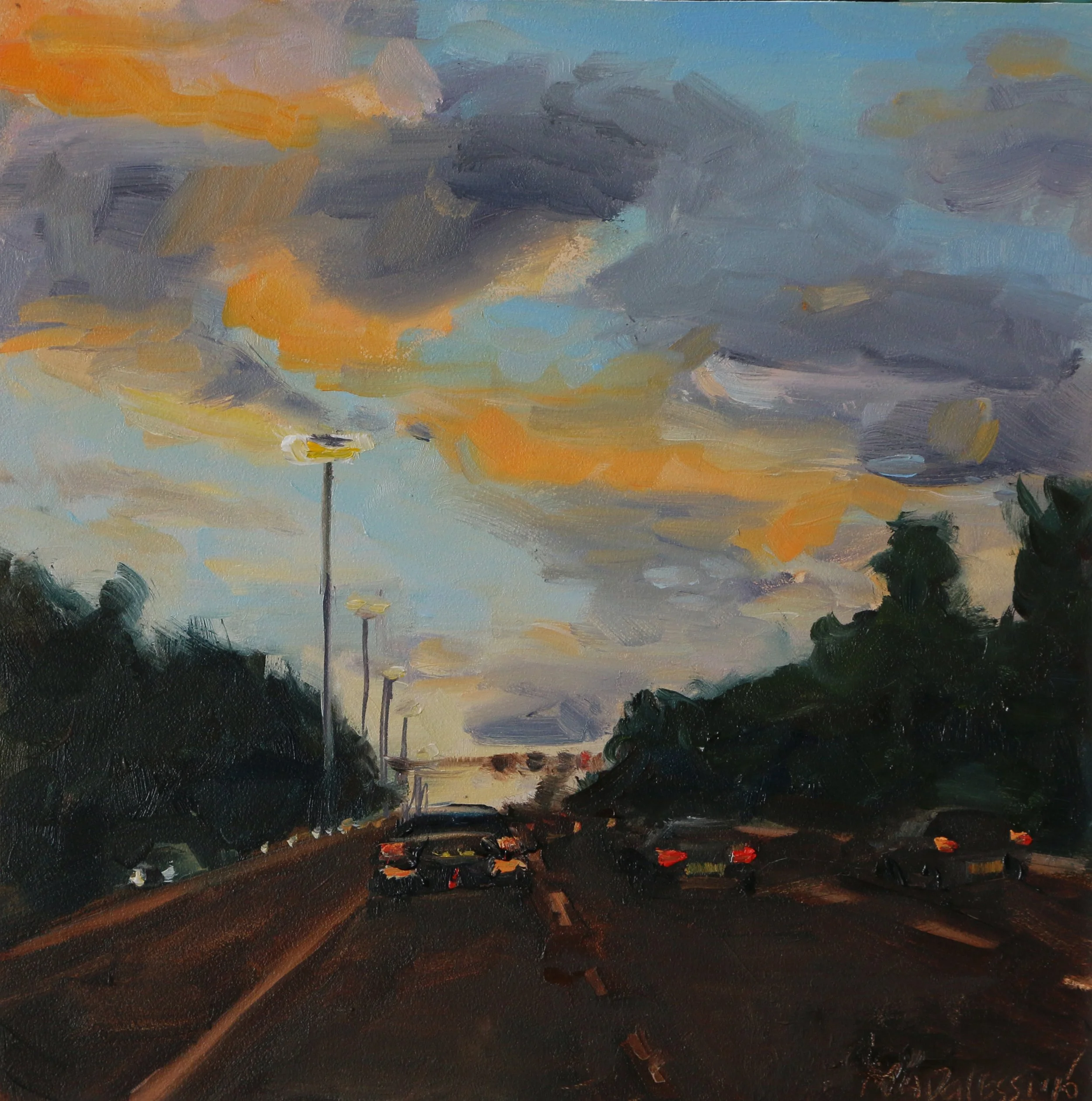 "Going home", 15x15 cm, oil on panel