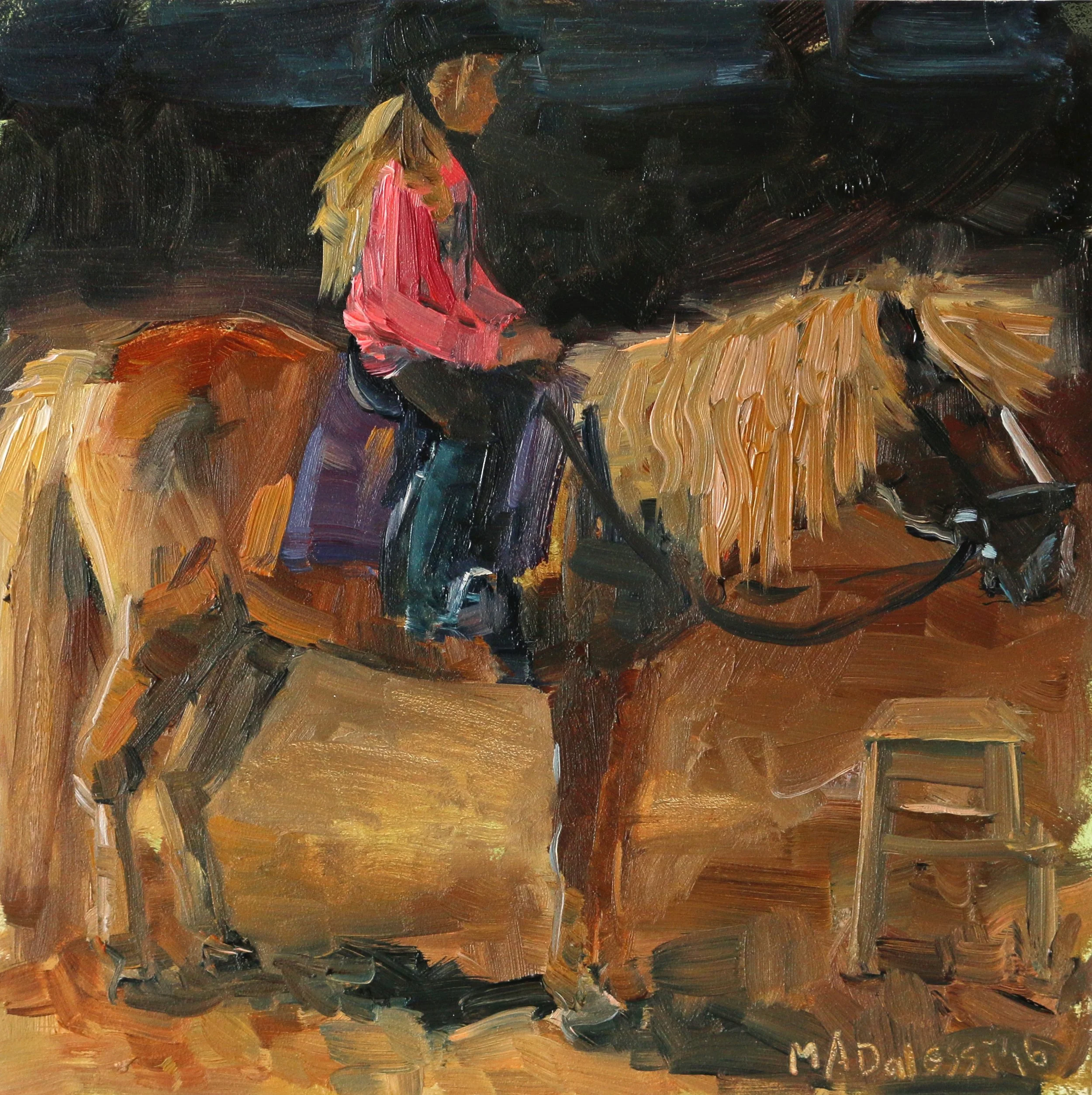 "Ready to go", 15x15 cm, oil on panel