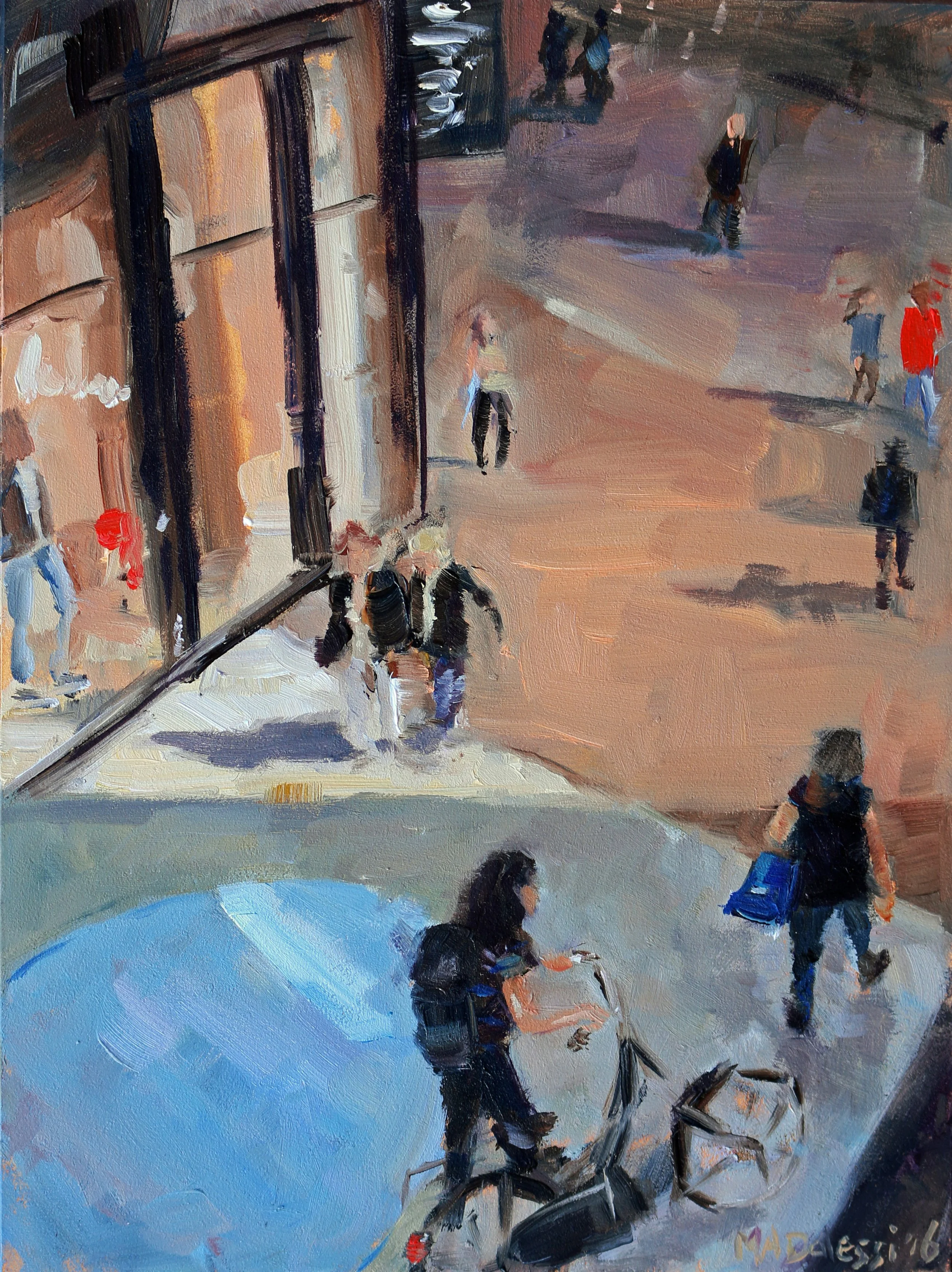"Shopping district", 13x18 cm, oil on panel