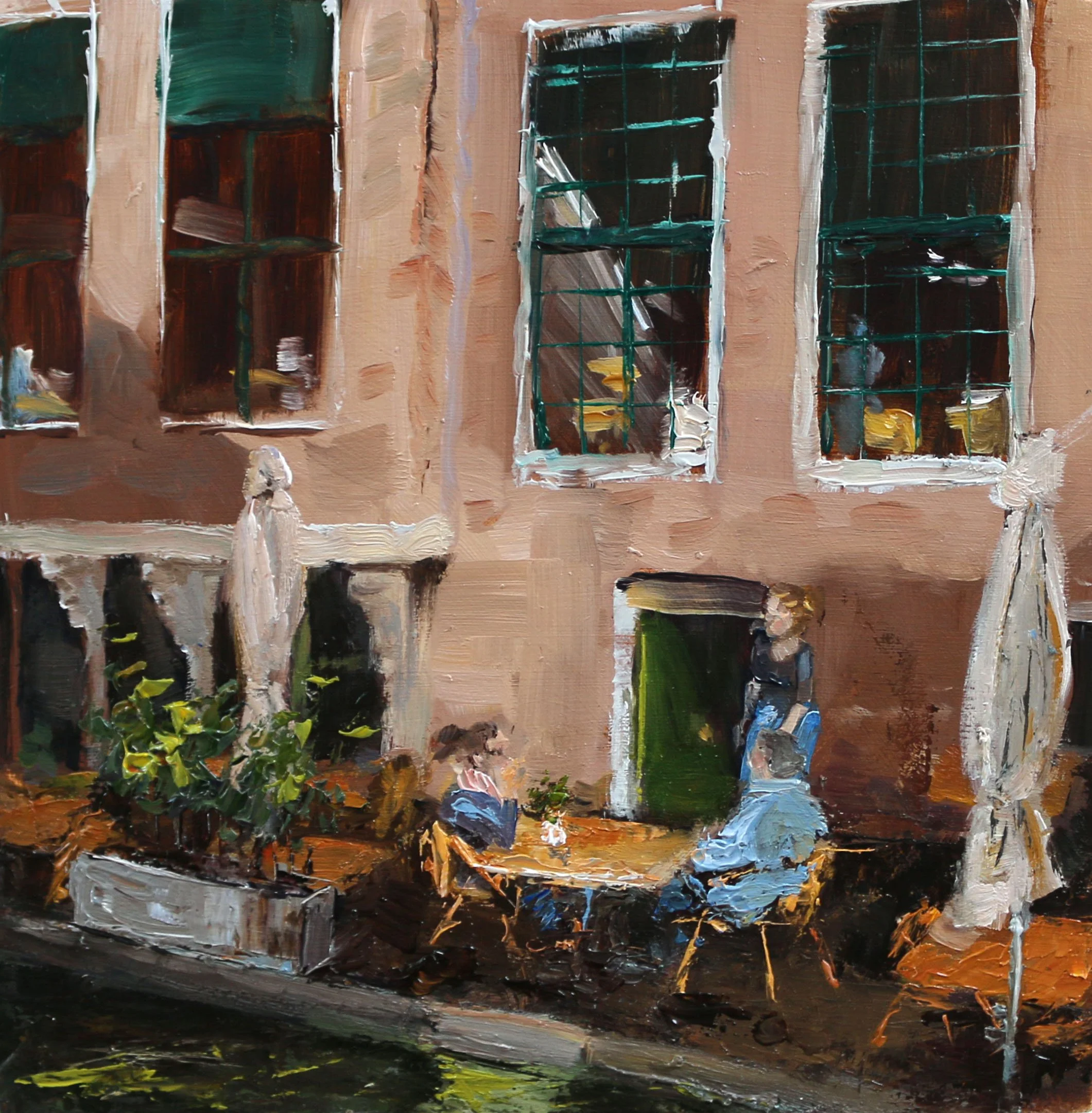"Next to the canal", 15x15 cm, oil on panel