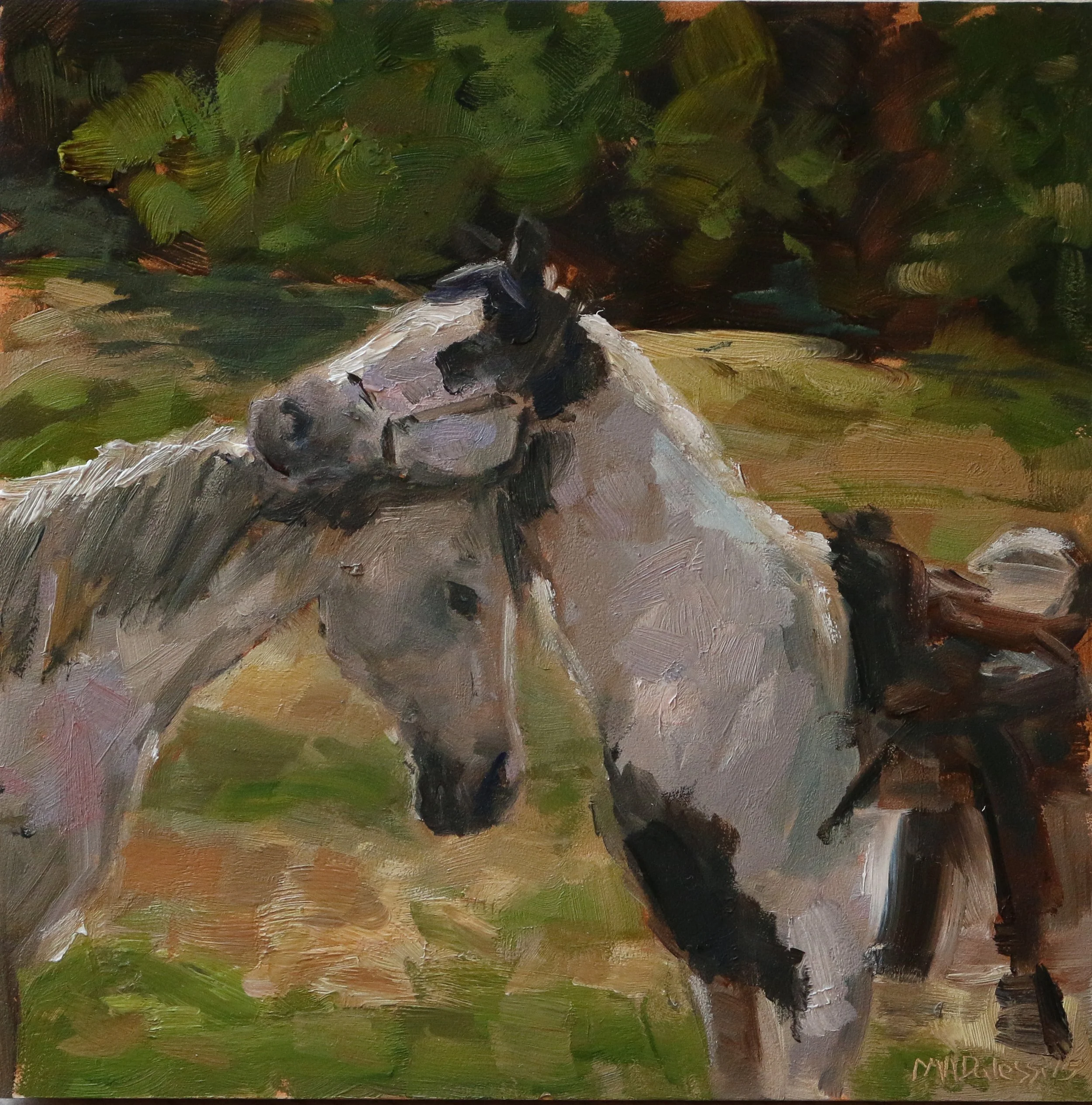 "Cuddles", 15x15 cm, oil on panel