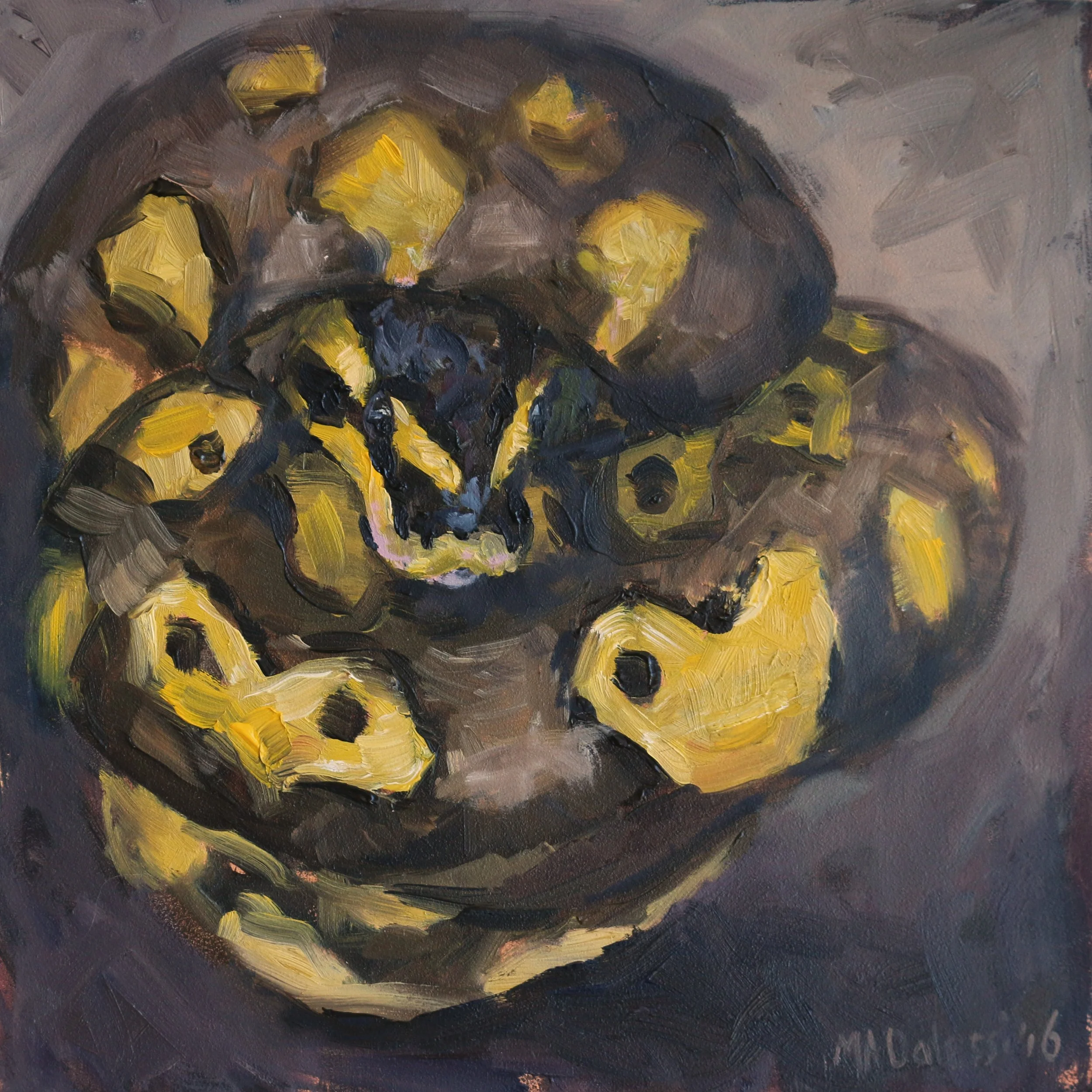 "Hiding", 15x15 cm, oil on panel
