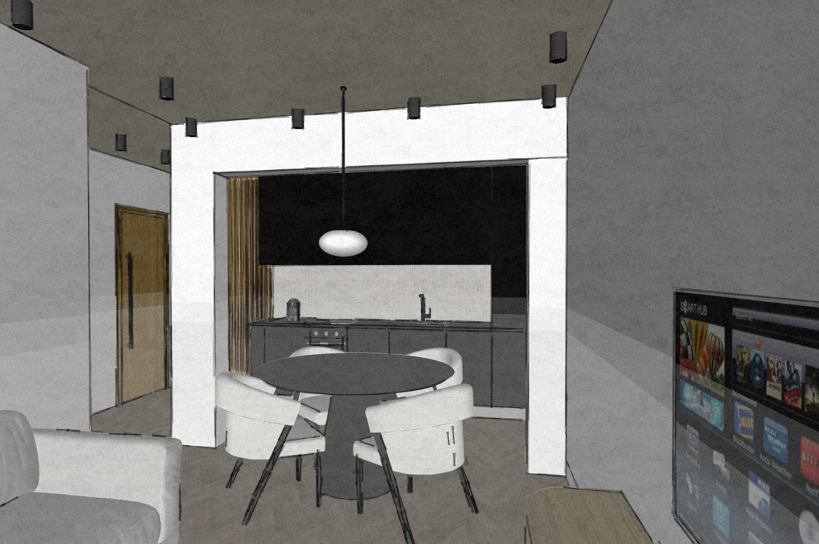 3D COZINHA OPEN SPACE PARA APROVAÇÃO E INÍCIO DAS OBRAS