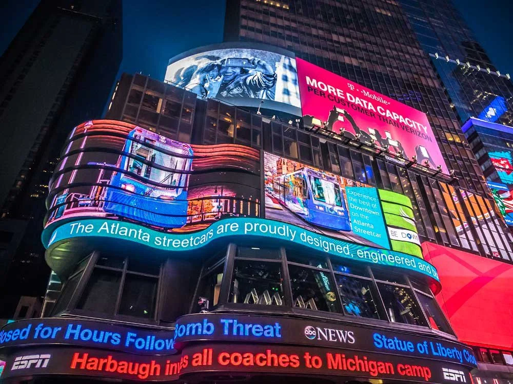 NYC, BABY! My Atlanta Streetcar Photos Made It to Times Square!