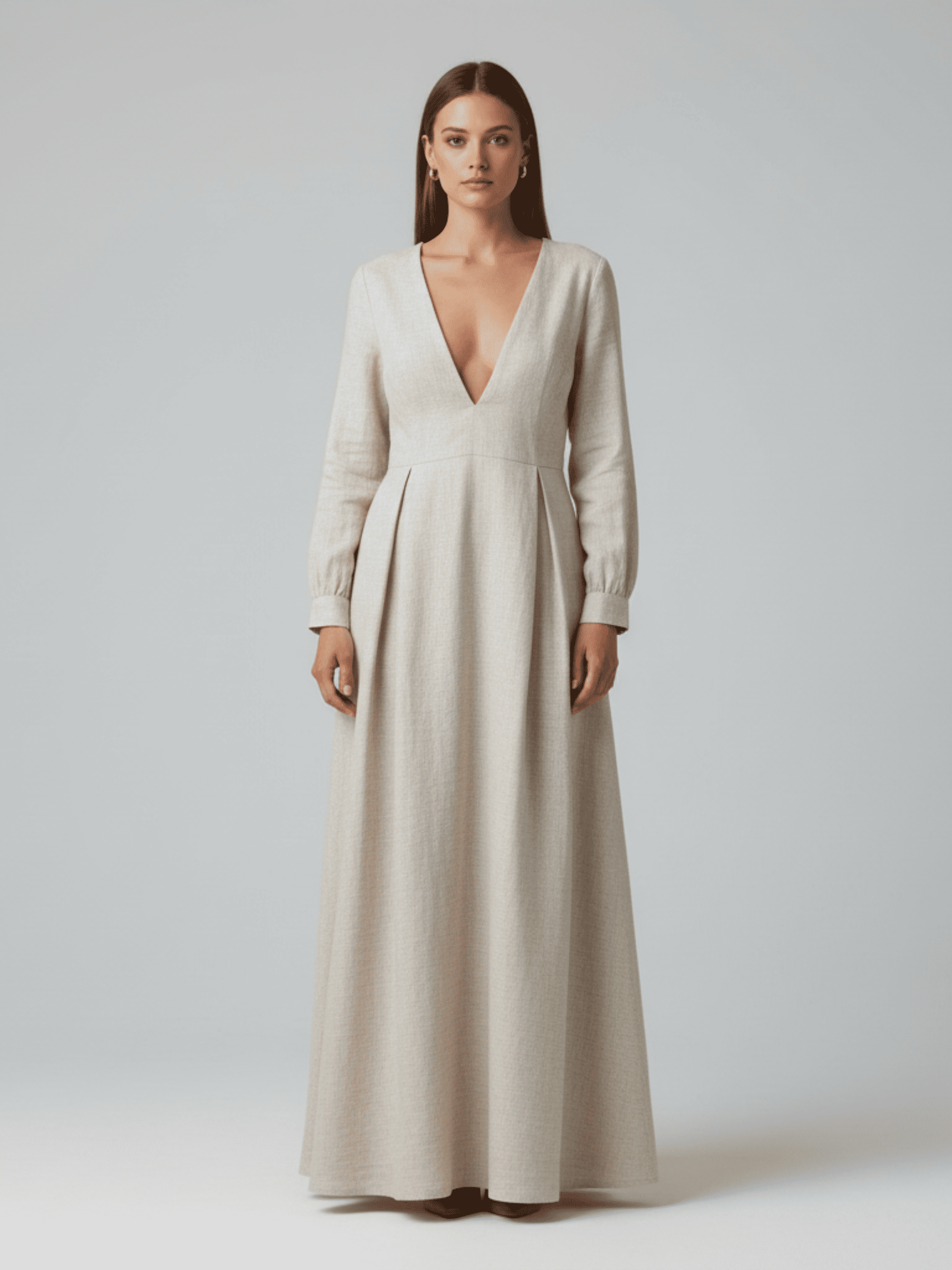 Deep Cut V-Neck Long
