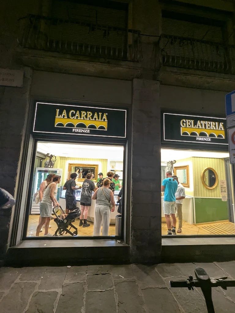 Gelateria near the ponte vechio