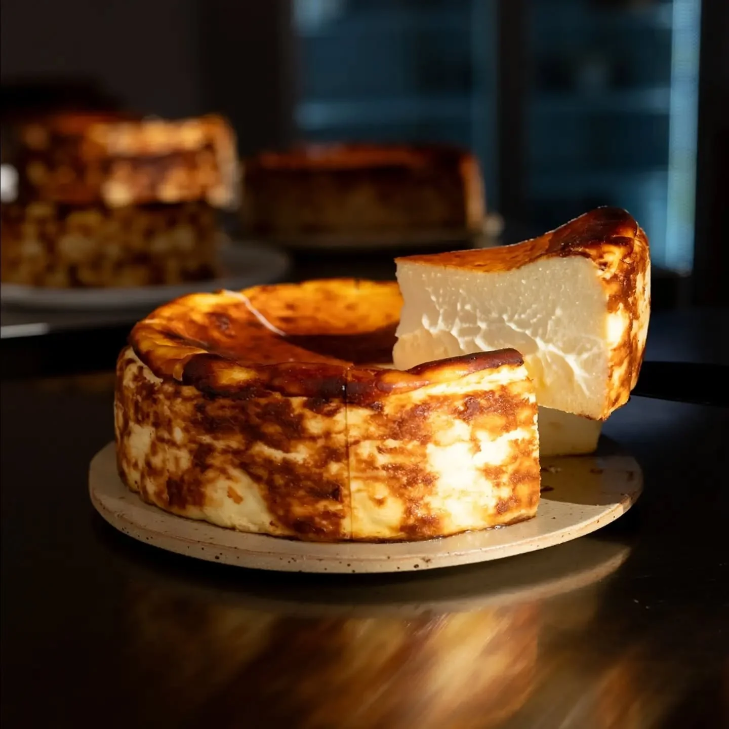 Our classic basque style cheesecake 

One of our favourite moments of the day is when the sunset hits our cake in just the right way, brightening up the kitchen ☀️

#cheesecake #rotterdam #creamy #sunnyday
