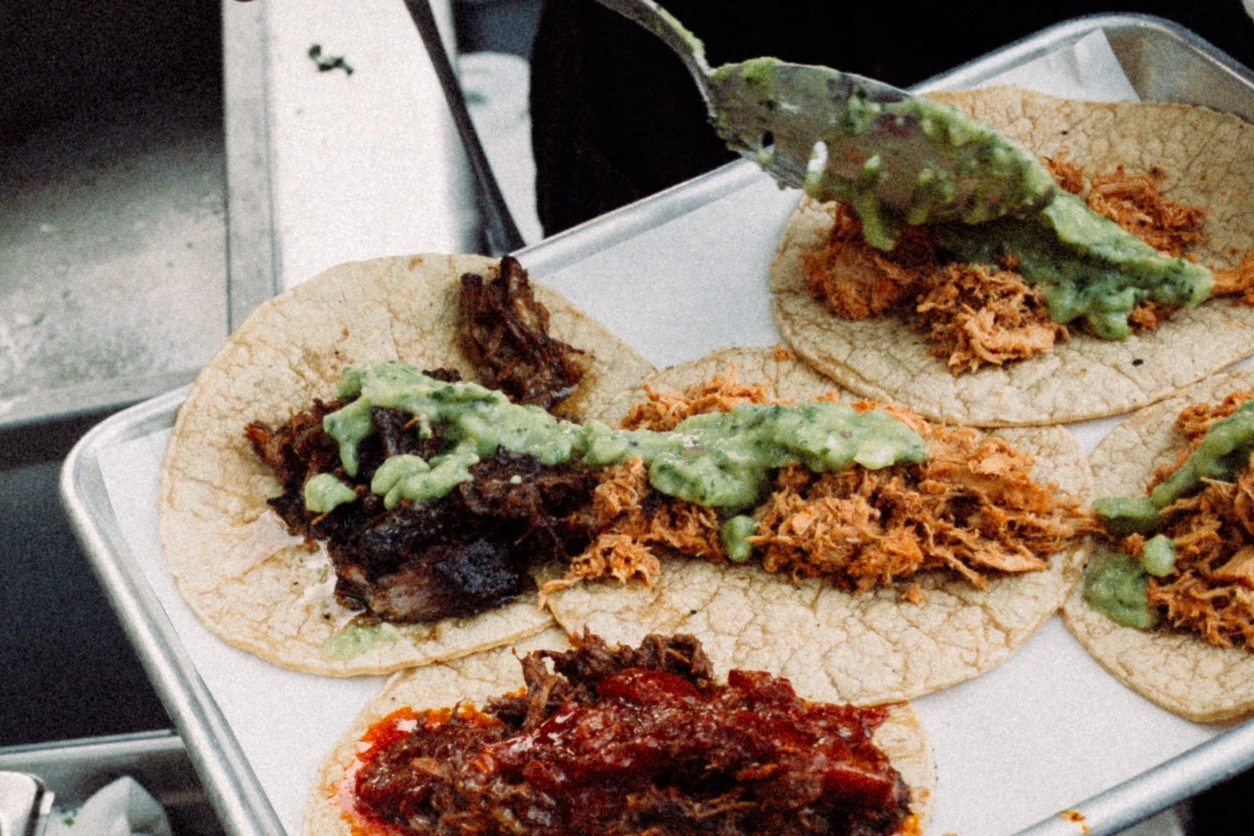 lamb barbacoa and chicken tinga tacos