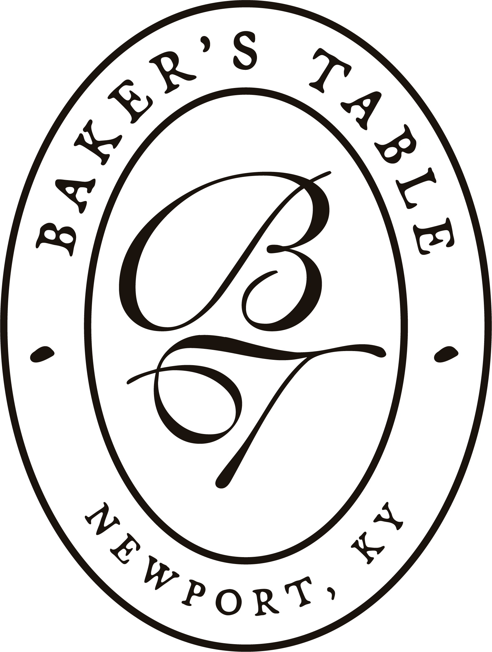 A logo with the text 'Baker's TABLE' and 'NEWPORT, NY' surrounding a stylized 'b' and '3' in the center.
