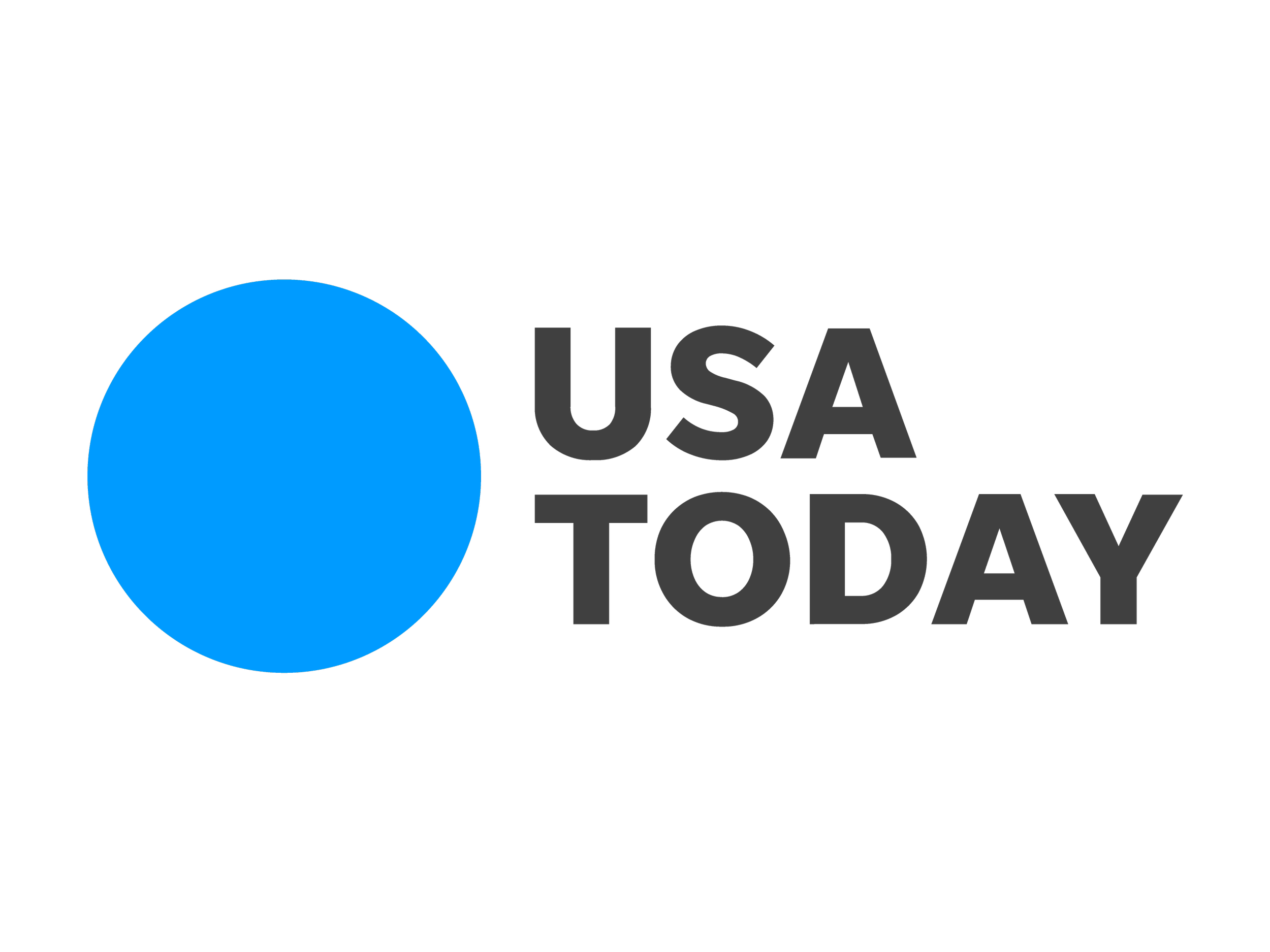 Black background with a large blue circle on the left and the words "USA TODAY" in gray text on the right.