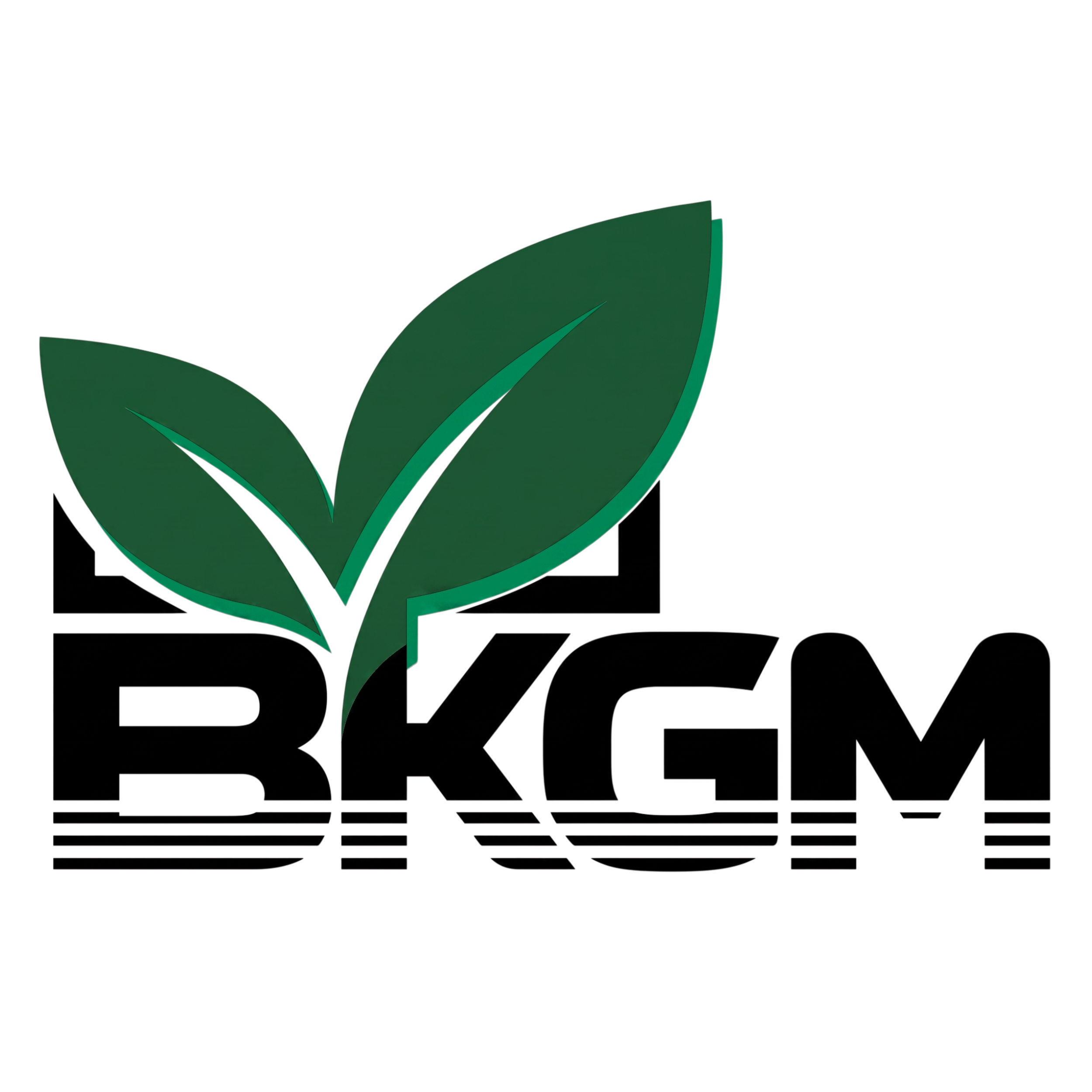 A digital artistic rendering of green leaves with a black background.