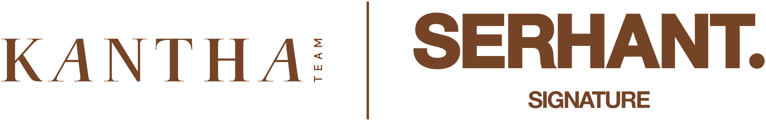 KANTHA TEA & SIGNATURE SERHANT logo in black and brown text.