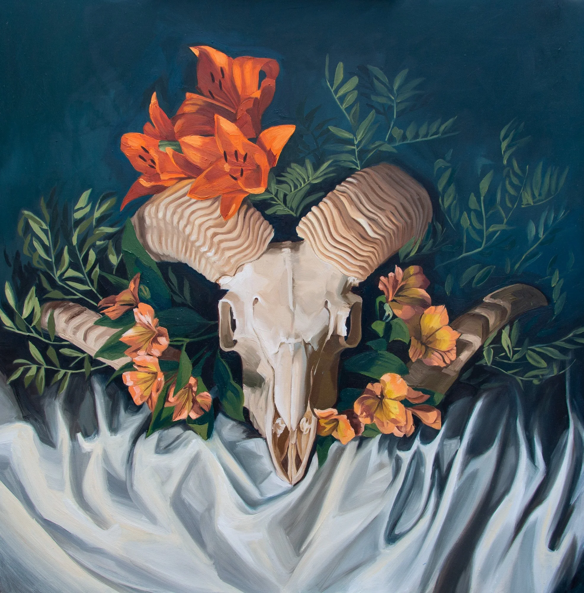 Limited Edition Ram & Lillies Print