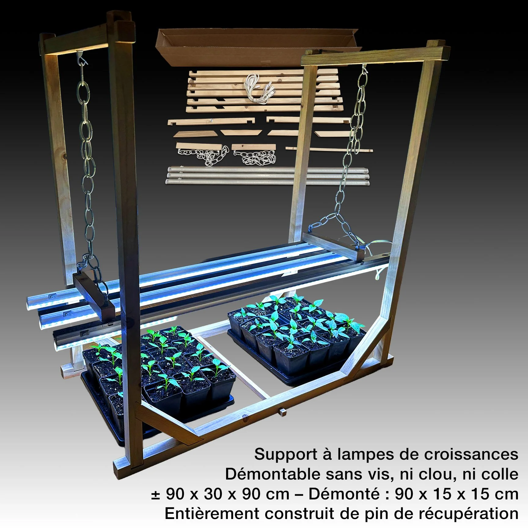 Support à lampes de croissances - Grow-light stand.