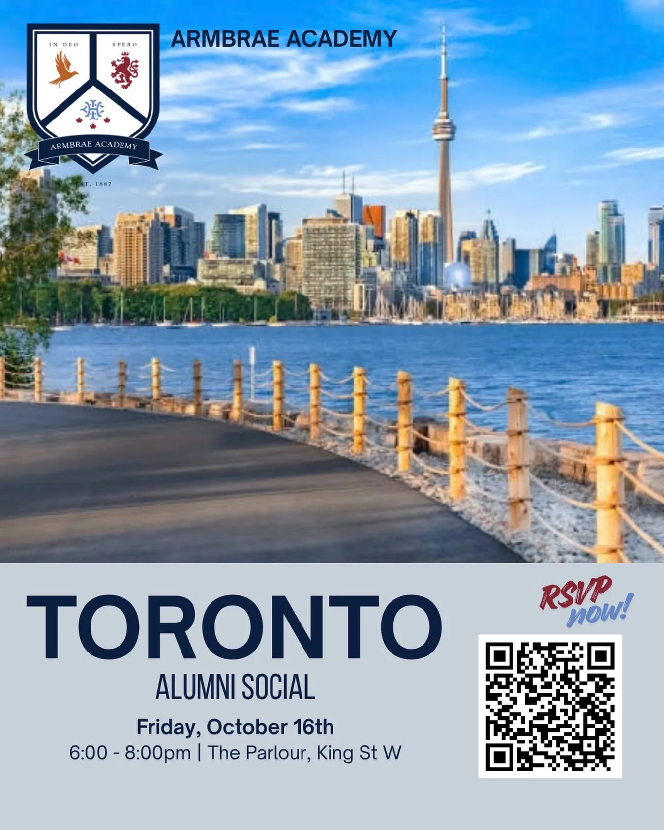 Calling all Armbrae grads in the GTA!
We&rsquo;re bringing the community together for an Toronto Alumni Social next week, and we want you there. Reconnect with old friends, expand your local network, and catch up on everything happening back on campu