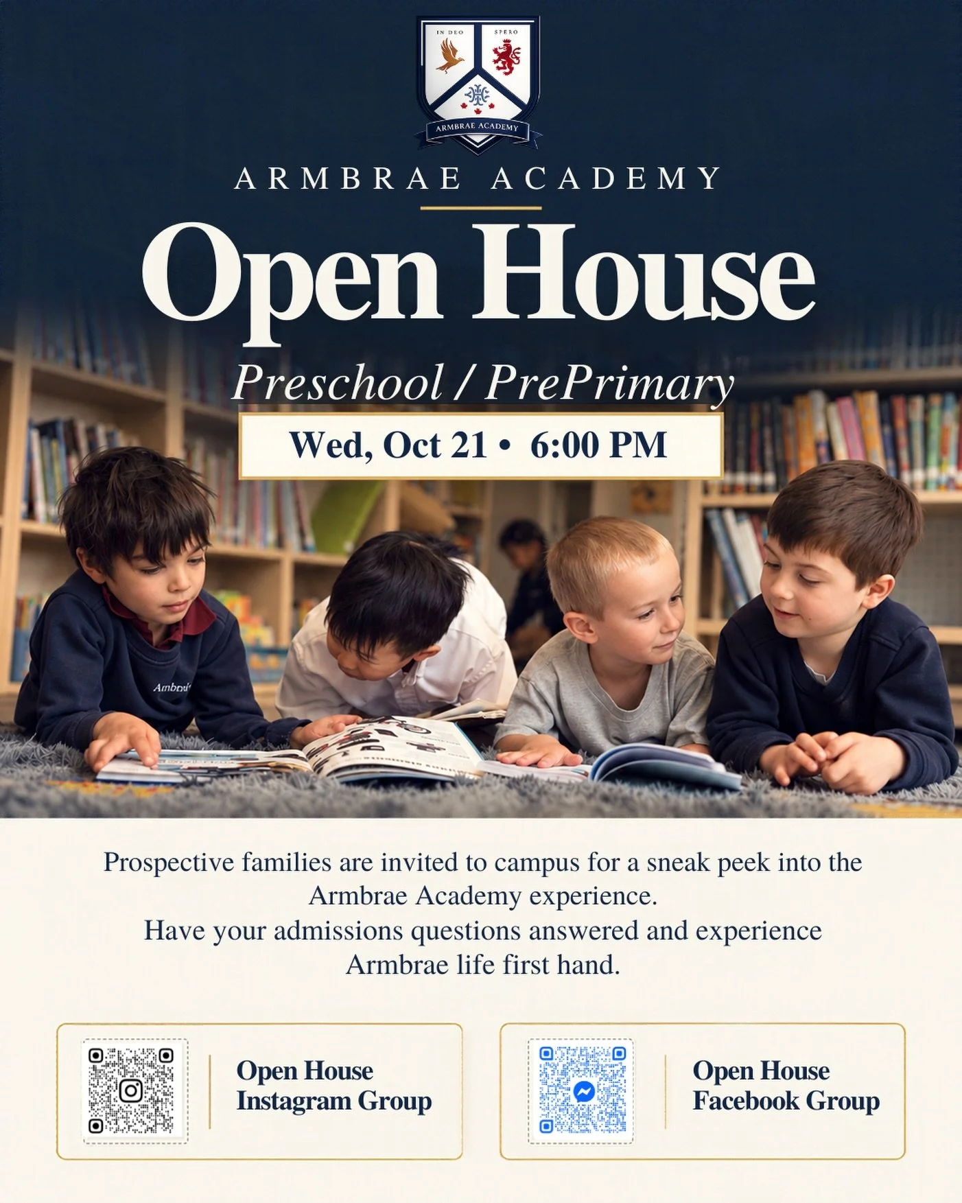 Join us for our Preschool &amp; PrePrimary Open House and discover what makes Armbrae Academy special.

Explore our campus, meet our team, ask your admissions questions, and see where your child&rsquo;s learning journey could begin.

📅 Wednesday, Oc
