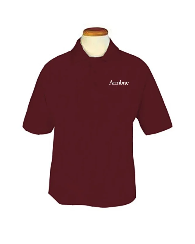 Tapered polo shirt - short sleeve maroon Lower School