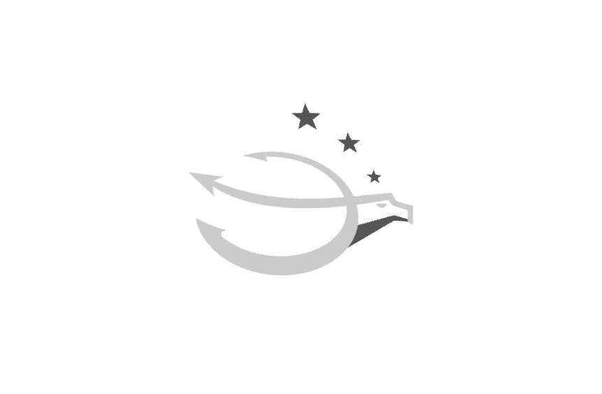 A stylized emblem featuring an eagle's head with stars and curved lines forming a circular shape around it.