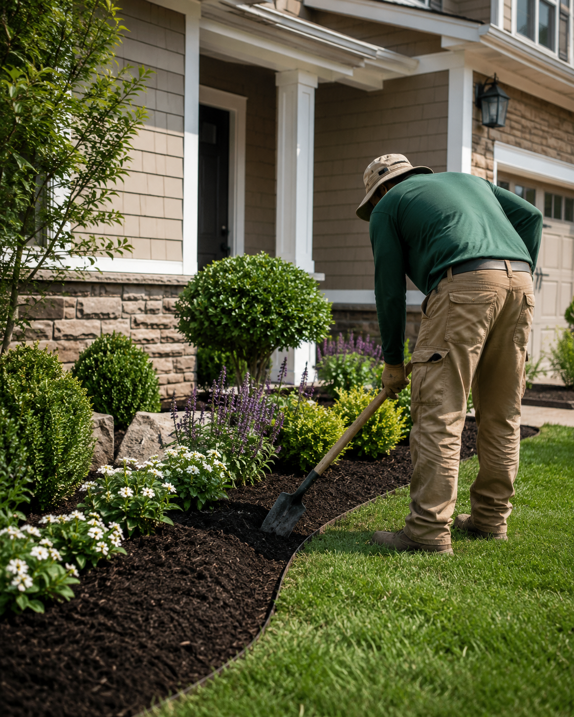 CurbWorks Lawn & Landscape lawn mowing service in Greensboro NC residential yard