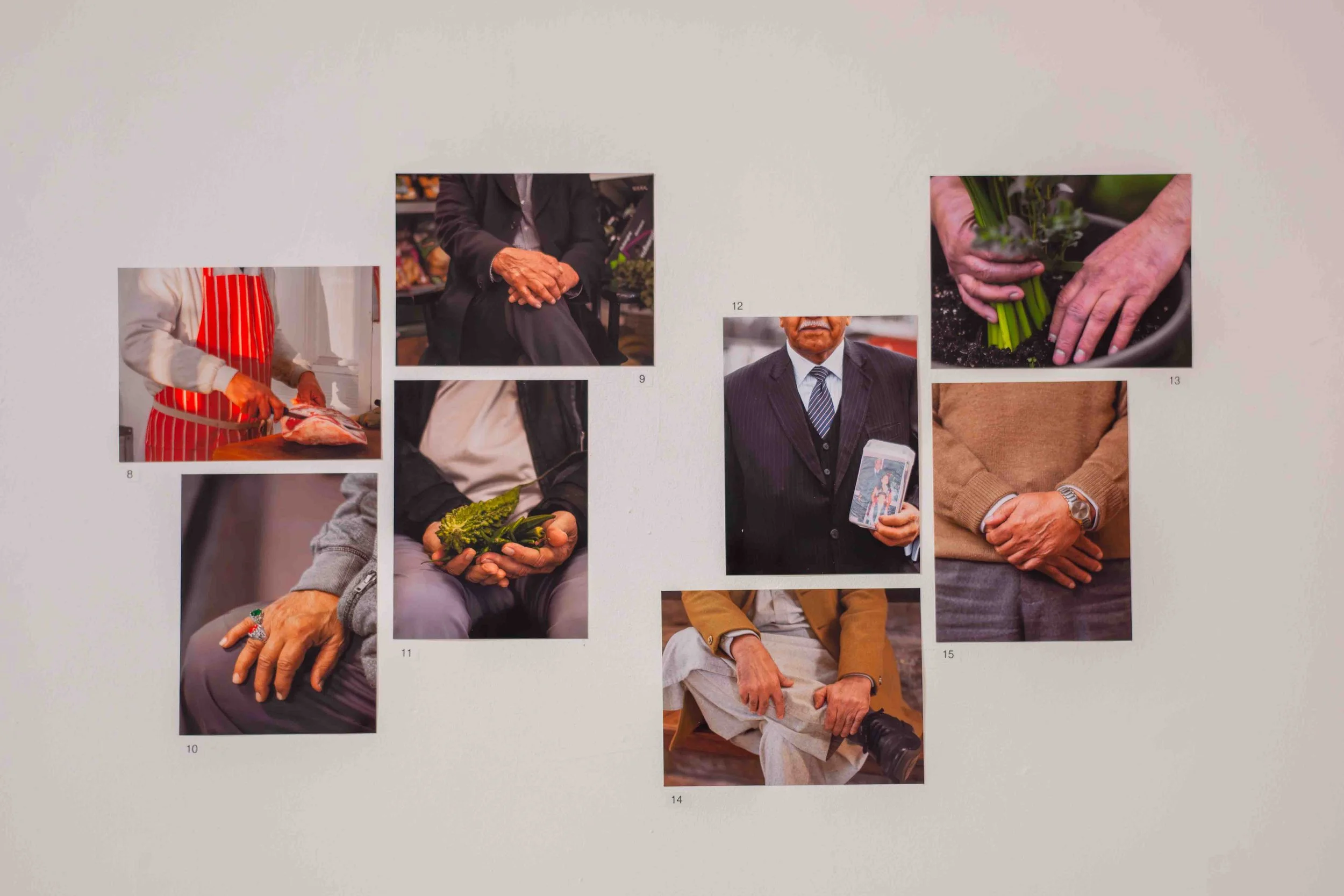 A collage of several photographs featuring diverse people engaged in various activities such as cooking, sitting, holding plants, and reading, against a plain background.