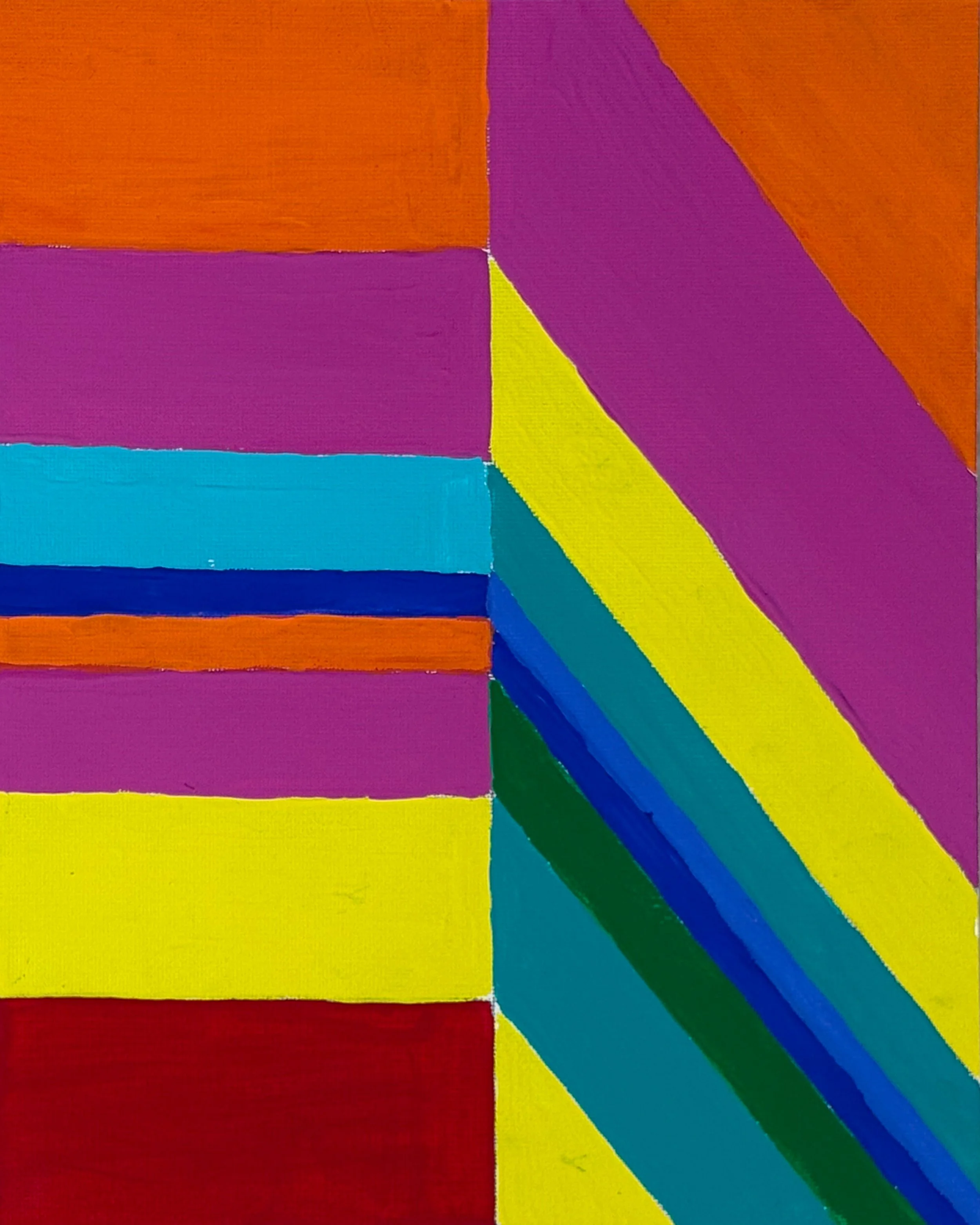 PANEL STUDY NO. 6 - A Drift panel, stacked horizontal forms on the left, diagonal sweeps on the right, two different compositional languages sharing the same surface. The most complex study in the collection, and the one that most clearly shows where
