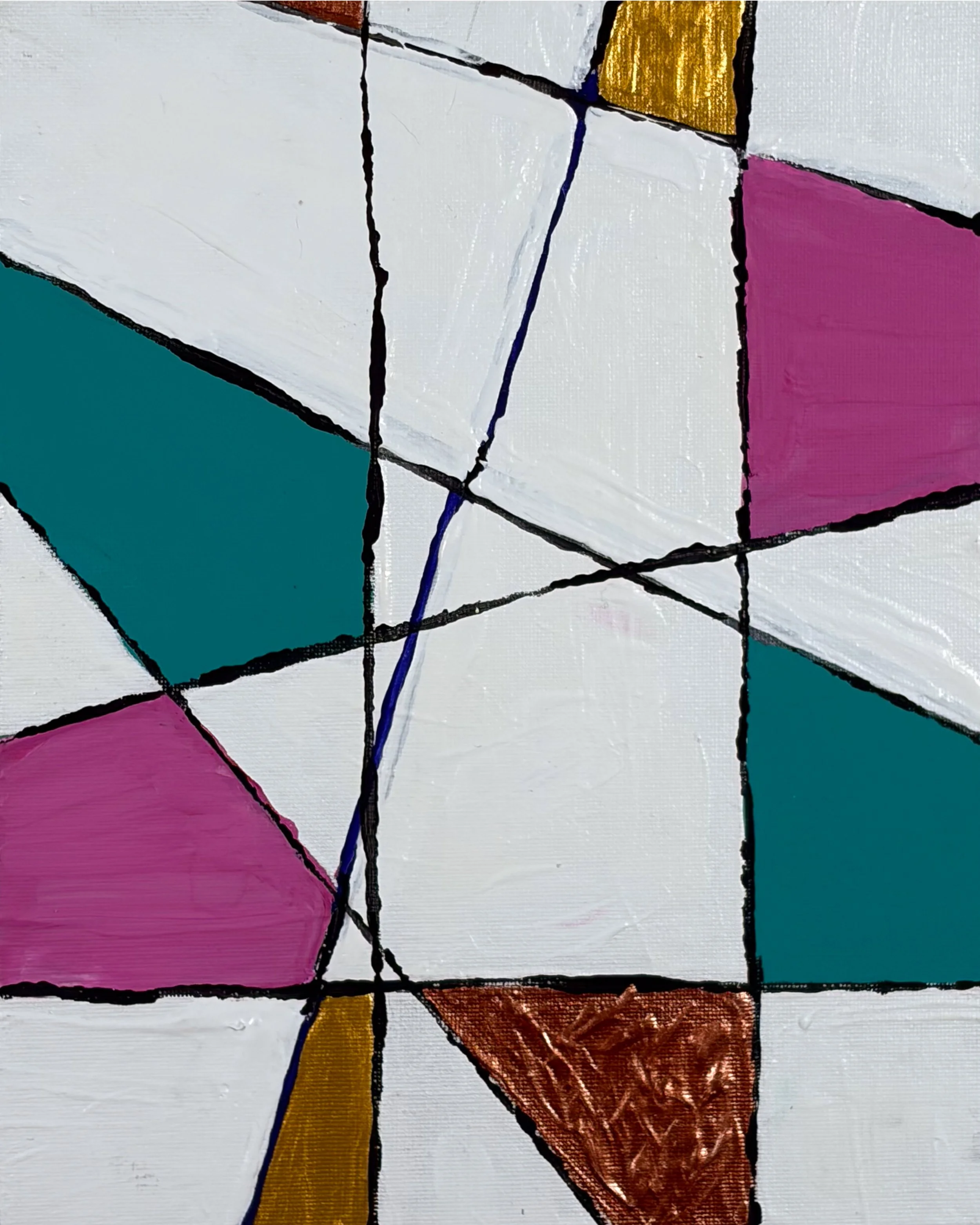 PANEL STUDY NO. 8 - A single Table panel has the paint caked on thick providing a tactile quality to its modern colors and hand-drawn lines. Available as an art print in multiple sizes. Inquire about the original.