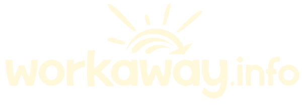 Logo von workaway.info mit einer aufgehenden Sonne im Hintergrund