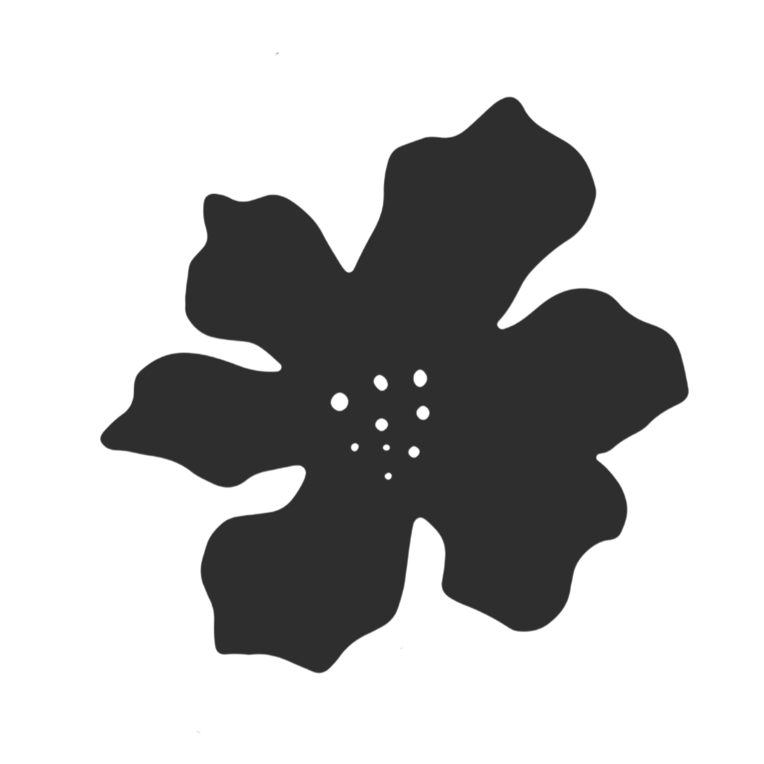 Silhouette of a hibiscus flower with detailed petals and stamen.