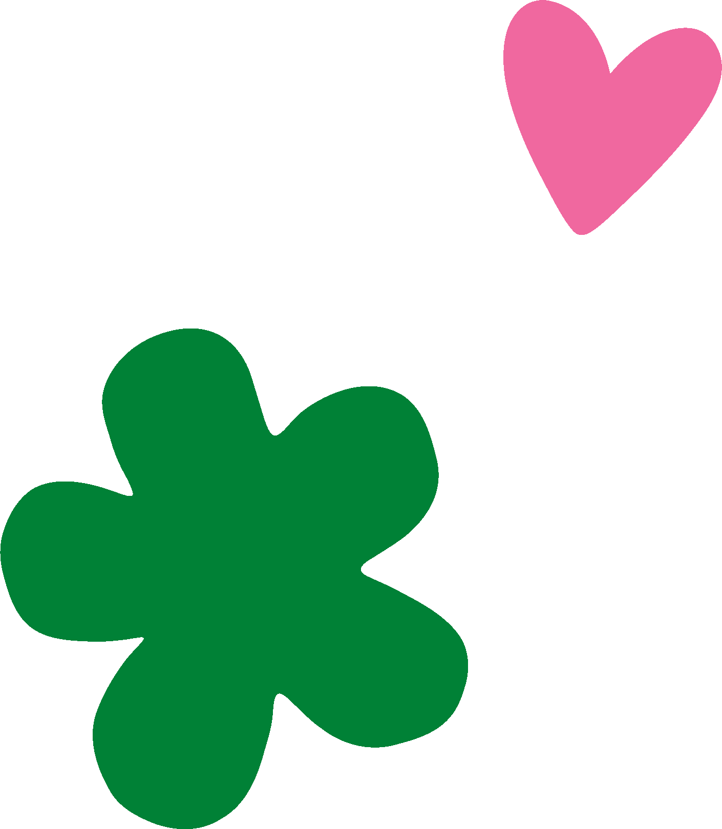 Pink Heart & Green Flower