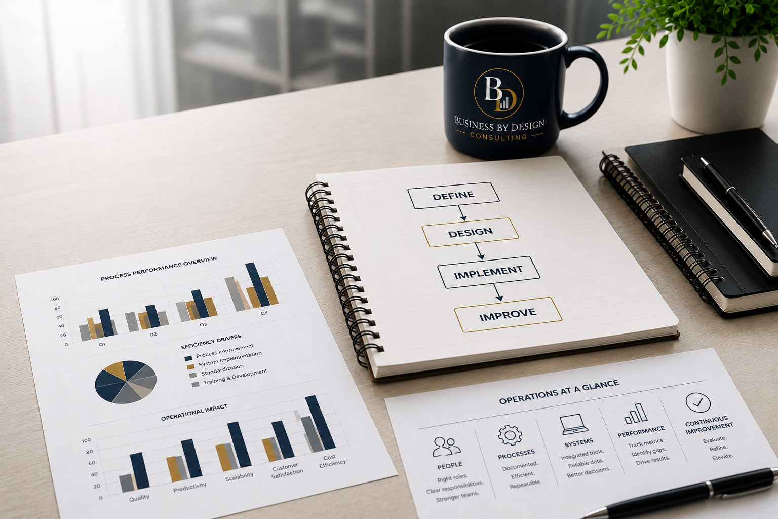 Business process improvement documents and operational planning workspace for Business by Design Consulting.