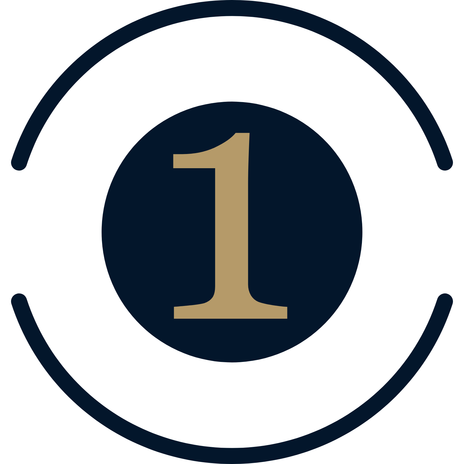 Number one inside a circle with a dark background and teal accents.