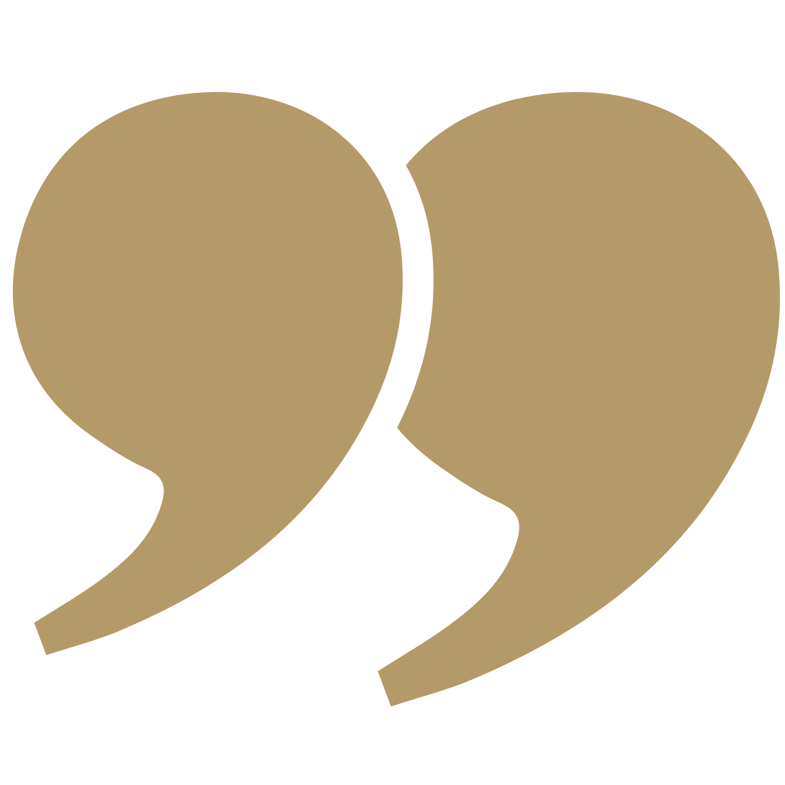 Two gold quotation marks overlapping each other.