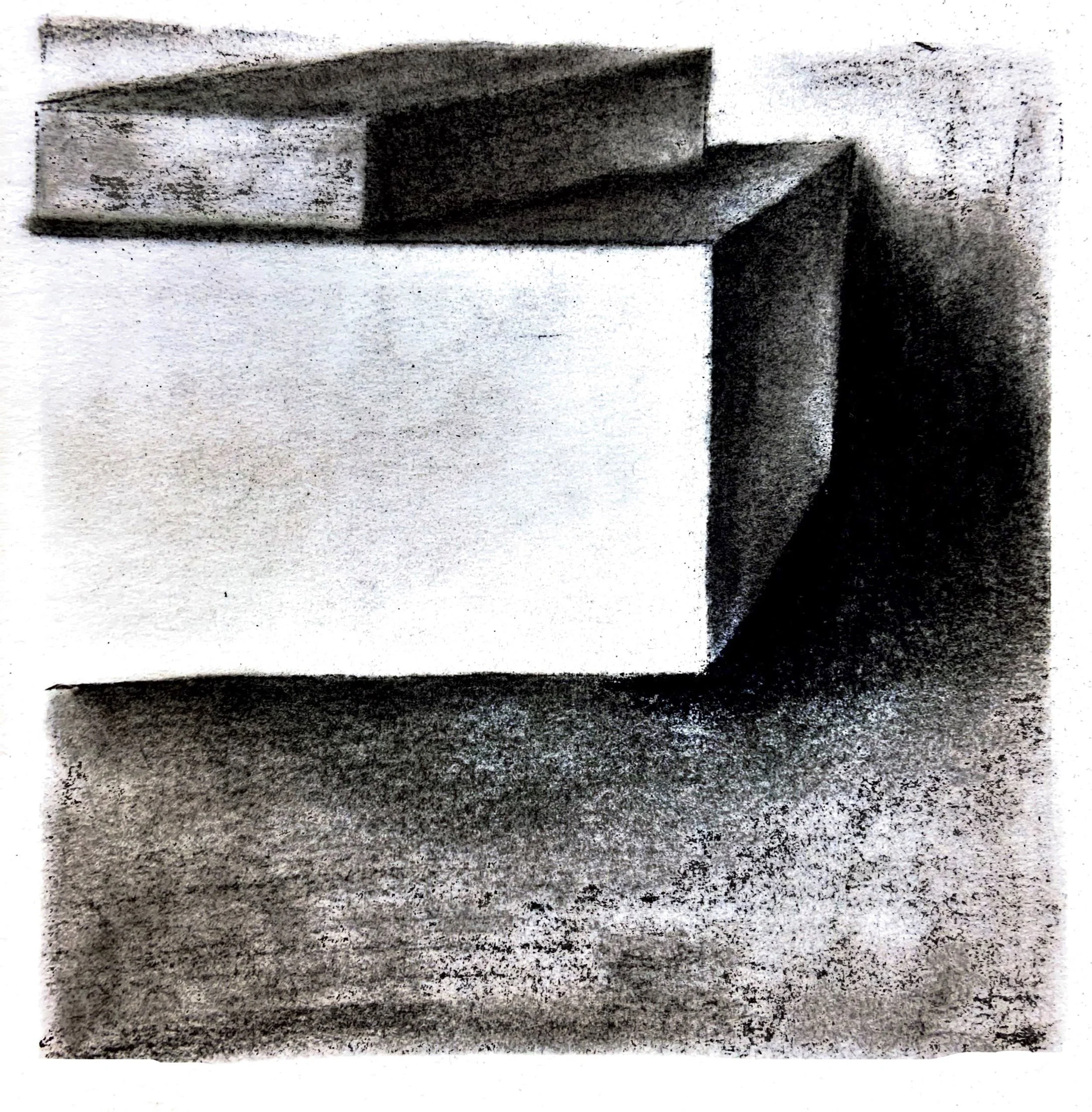 Black-and-white material study exploring texture, shadow, and recessed form.