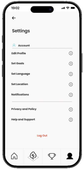 Step Sprout profile showing account settings.