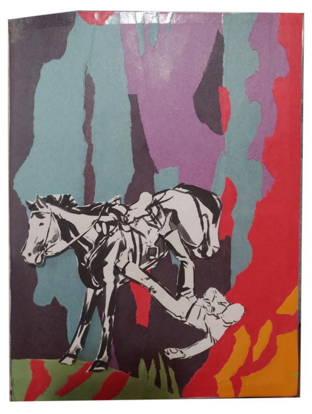 Collage and homemade paper doll.
2023.