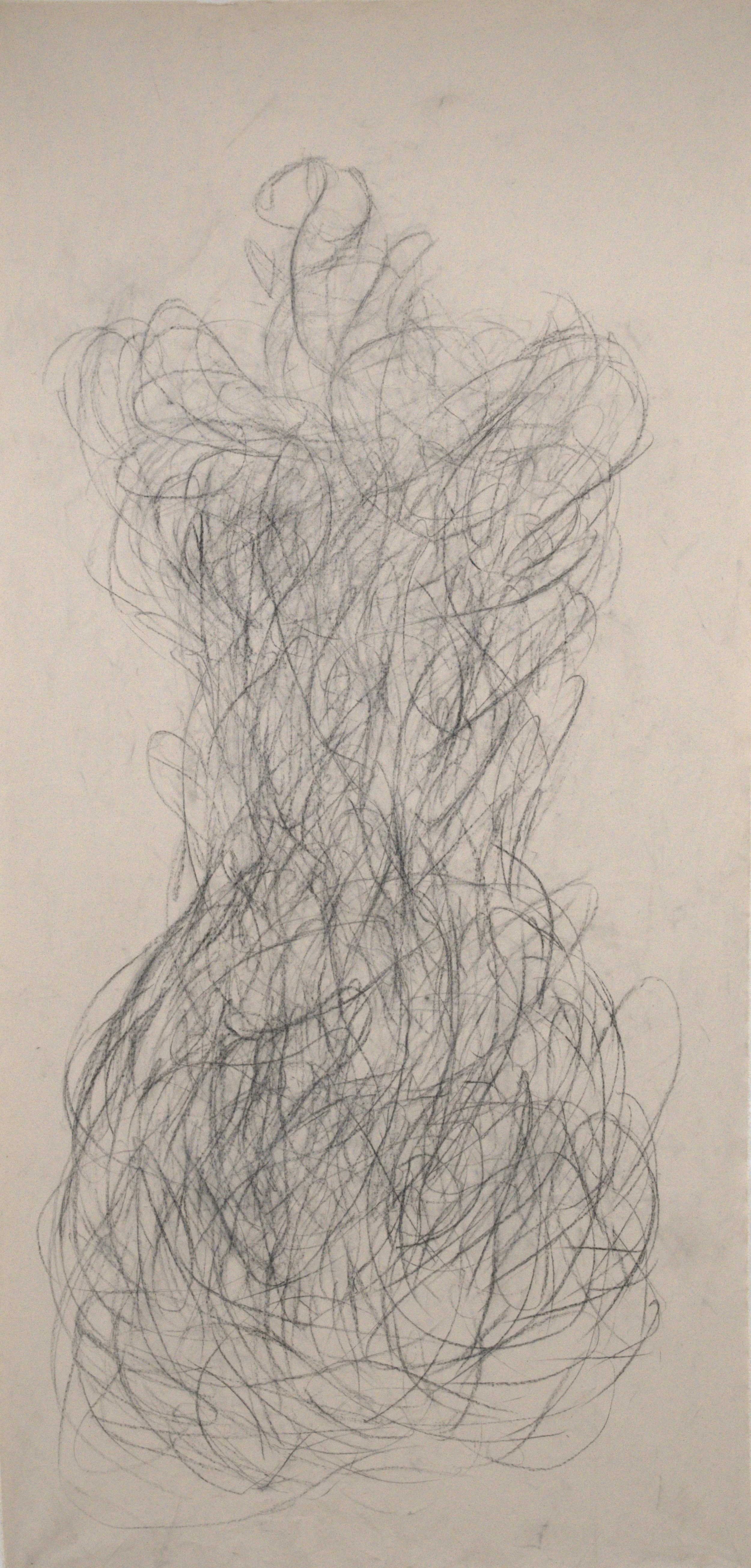 Human study, 2026, 80" x 38", charcoal on canvas

