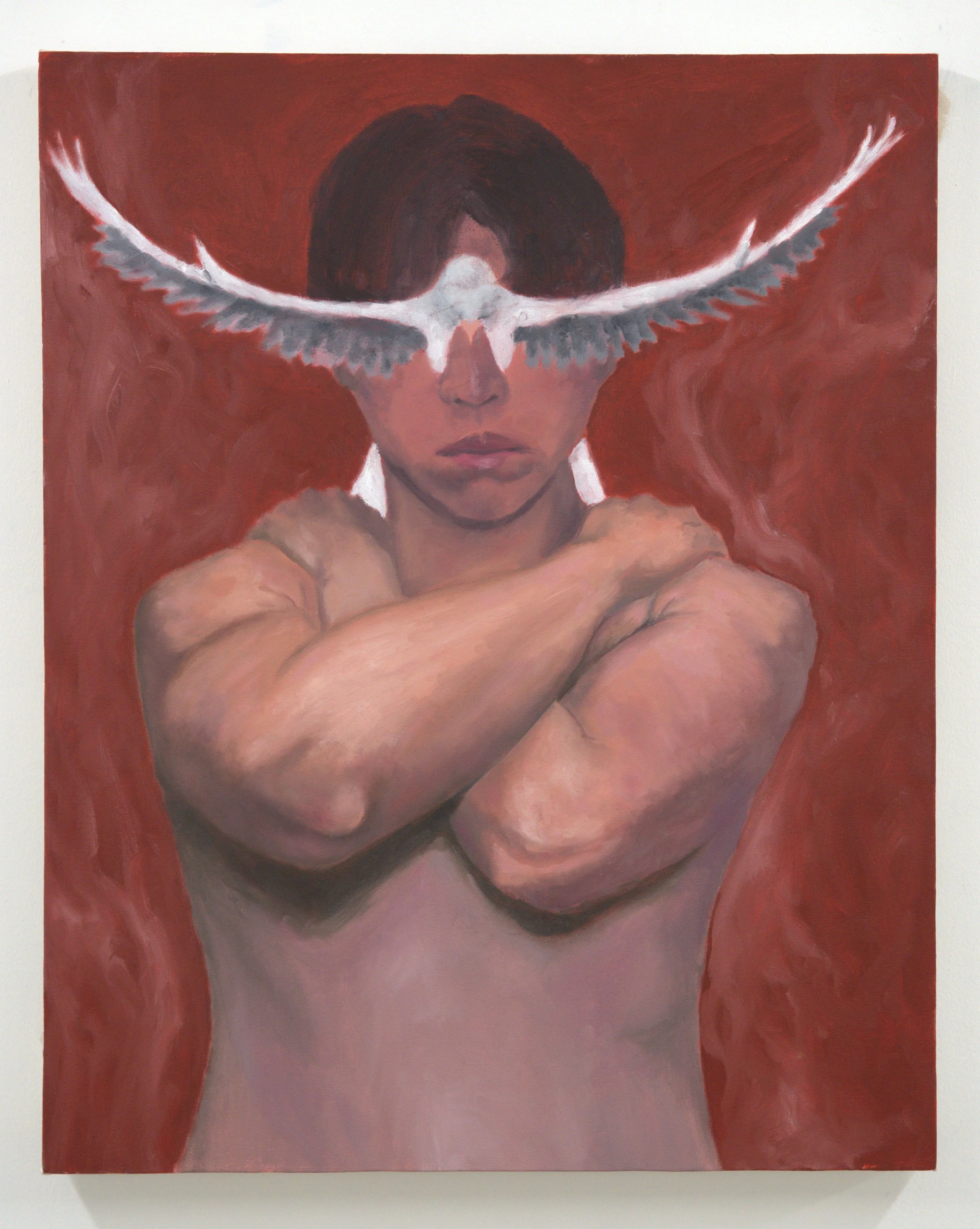self portrait, 2025, 36" x 60", oil paint
