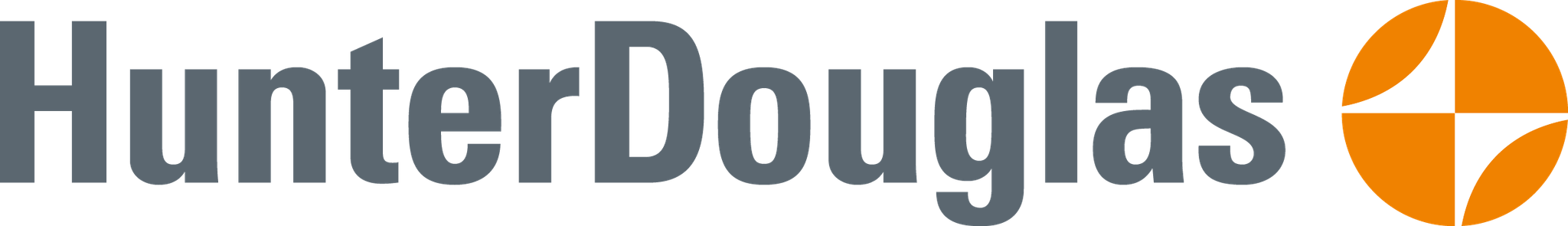 Hunter Douglas company logo with stylized orange and white circular emblem