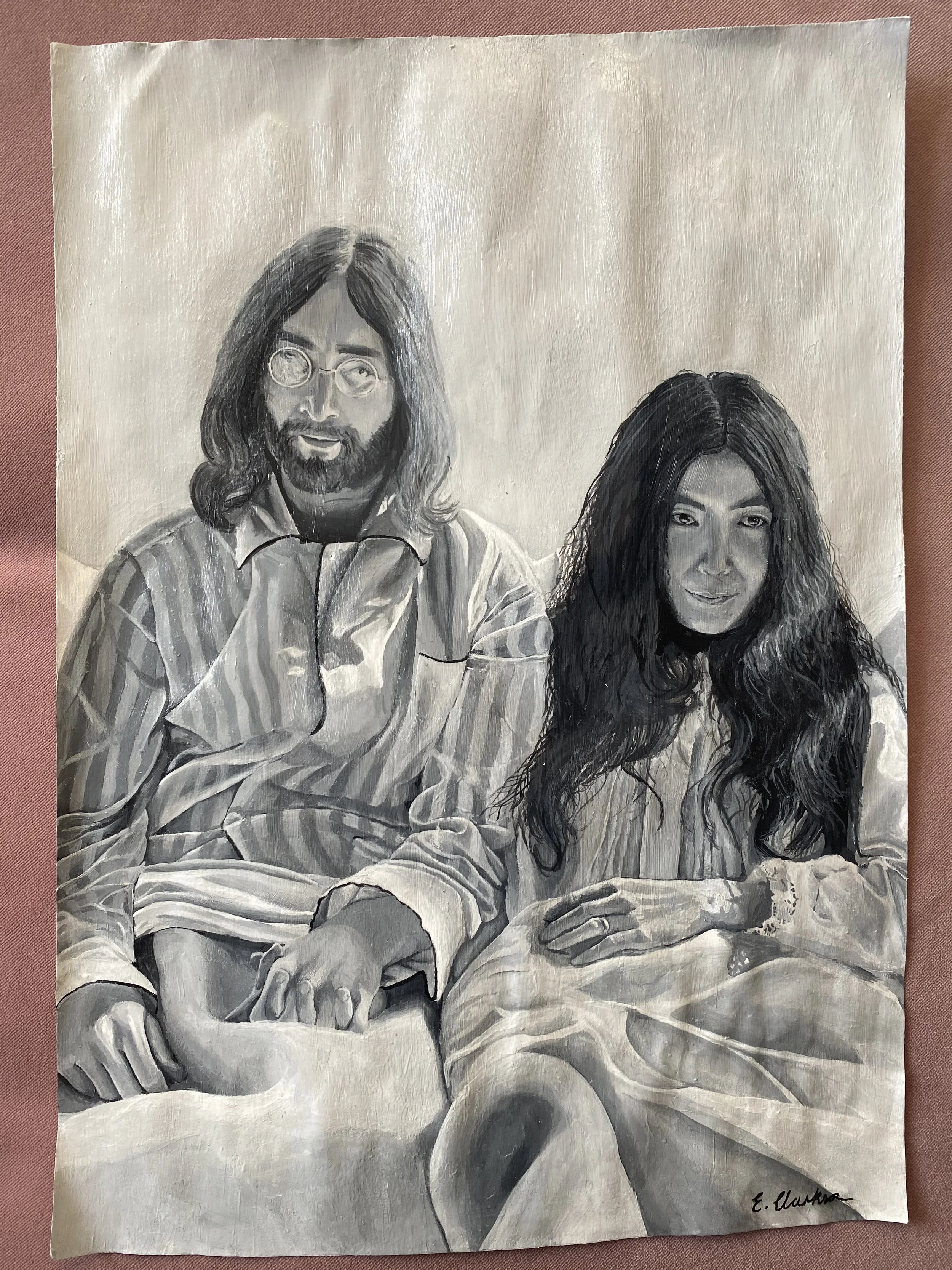 John Lennon & Yoko Ono acrylic painting