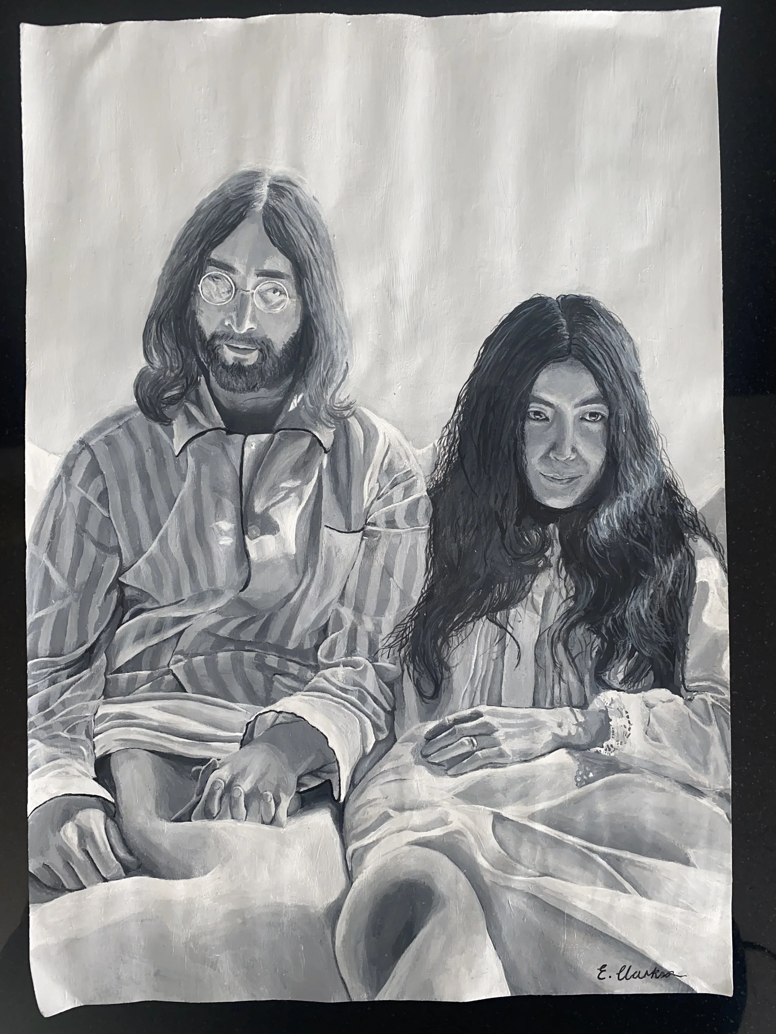 John Lennon & Yoko Ono acrylic painting